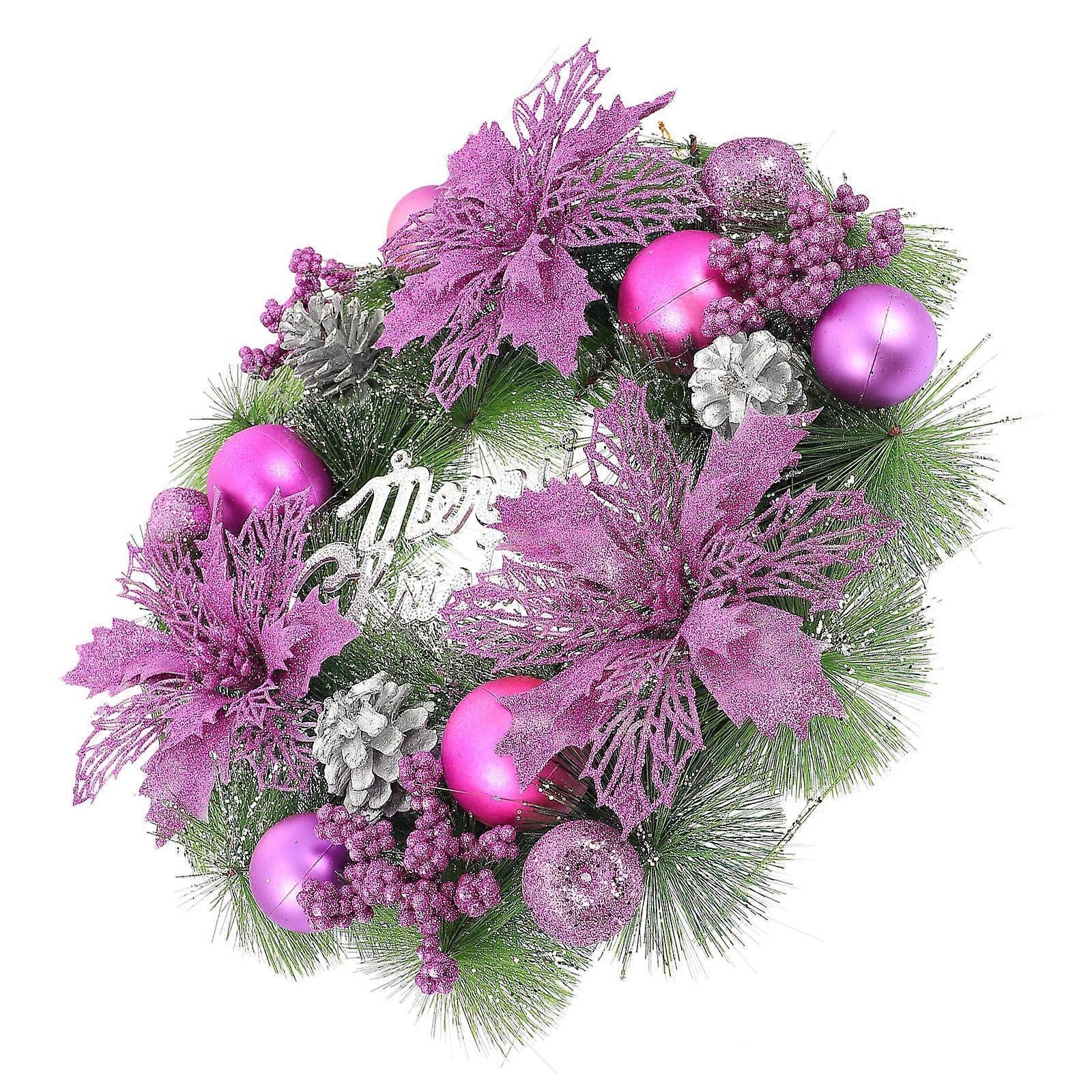 Fake Wreath Hanging Decor Christmas Hanging Garland Indoor Festive Occasions PVC Round Shape 1Pcs