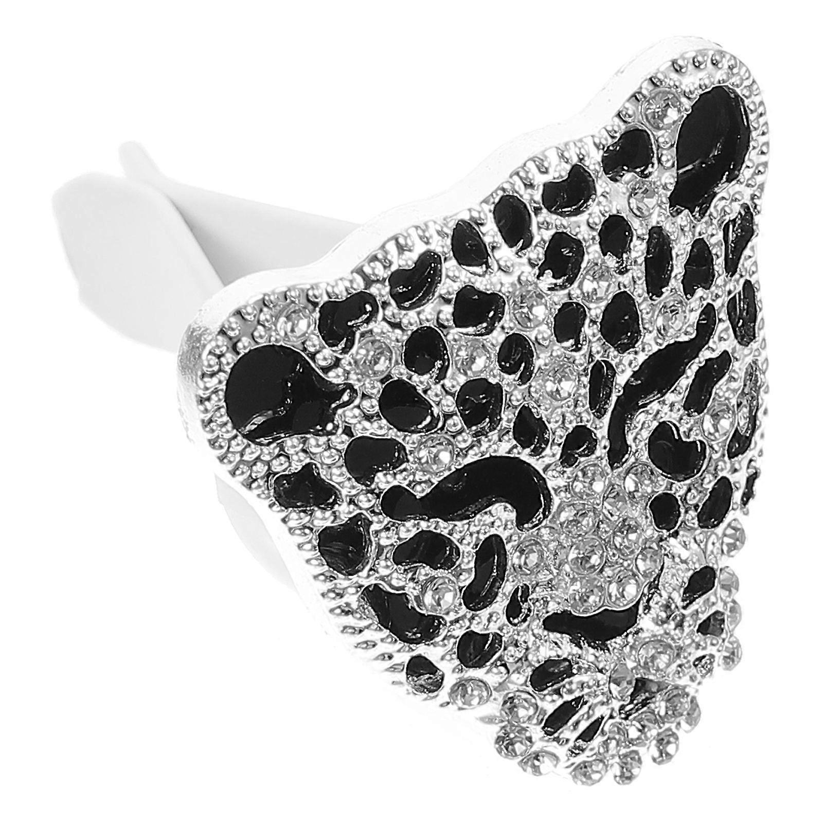 Elegant Car Vent Clip Leopard Head Car Accessory Silver 4x4x2cm Metal Freshener 1Set