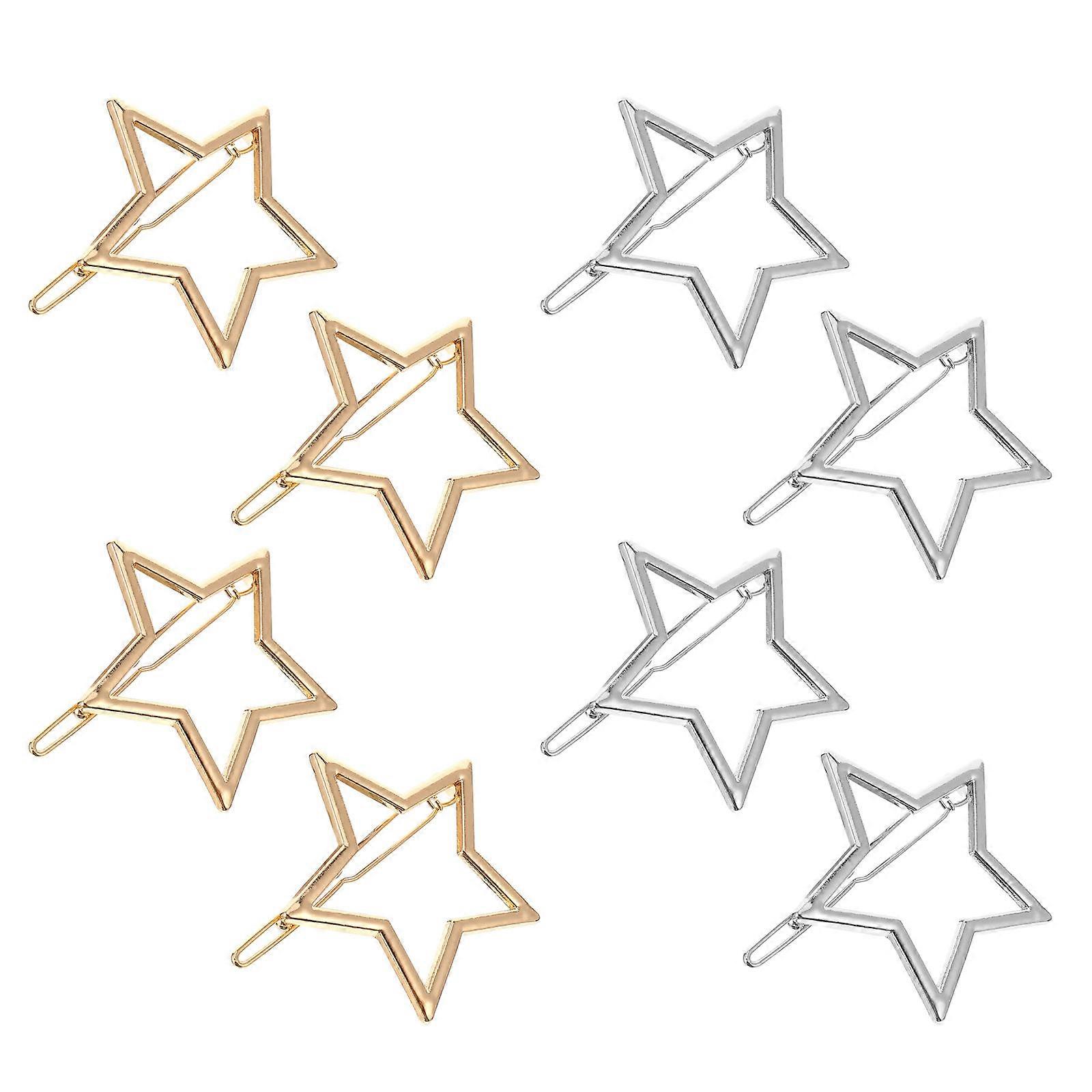 Five-Pointed Star Hairpins Clip for Decoration 8Pcs Assorted Color Alloy