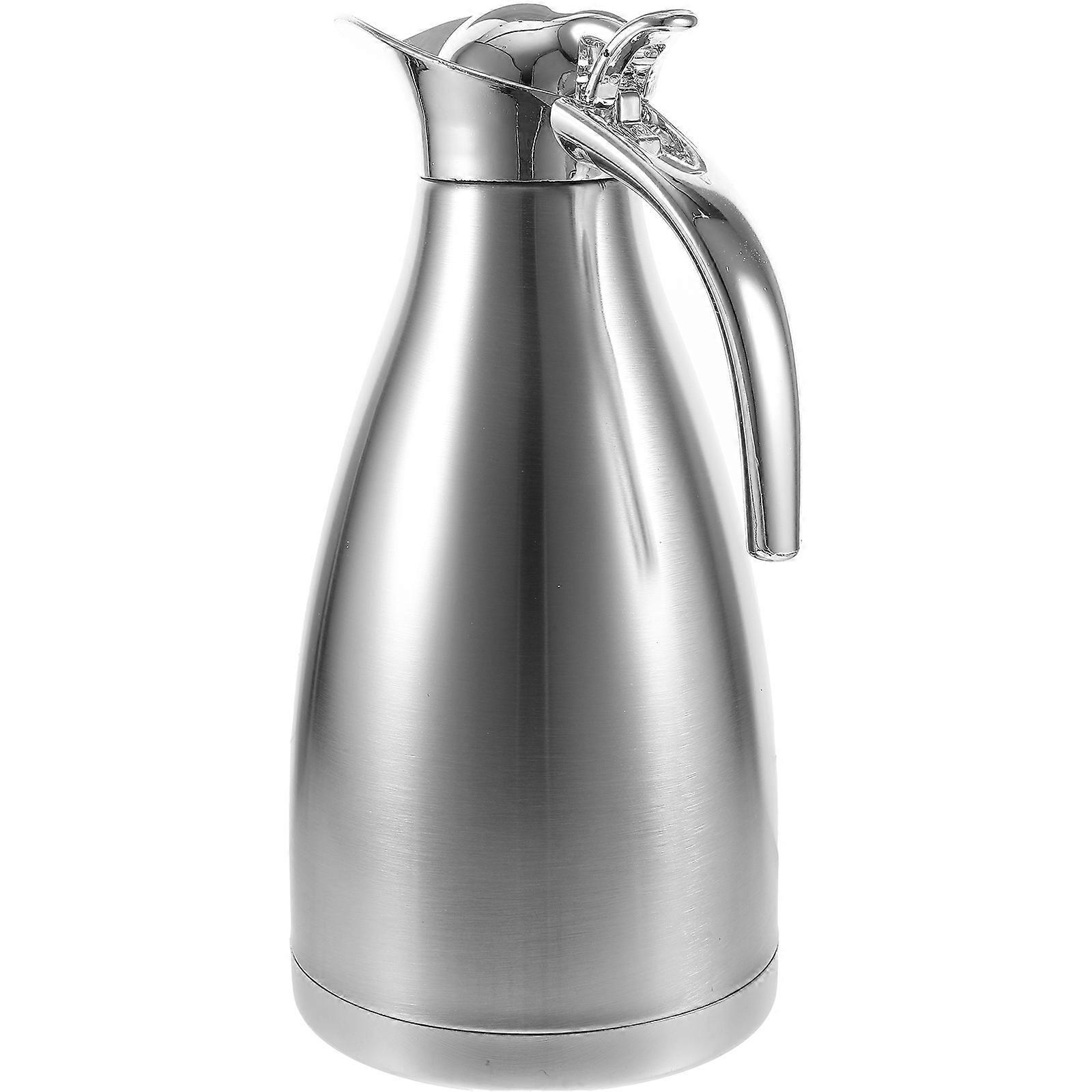 Thermal Bottle Insulated Mug Stainless Steel Water Bottle Pot for Office Use Silver 2.0L Anti-leak Temperature Maintaining 1Pack