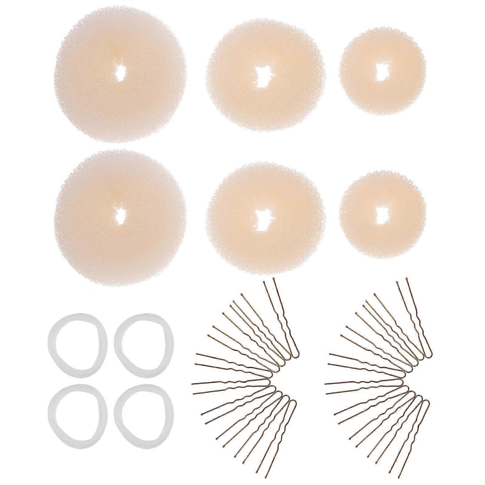 2 Sets Hair Bun Maker Elastic Ties U Shaped Hairpins Styling Tool Kits