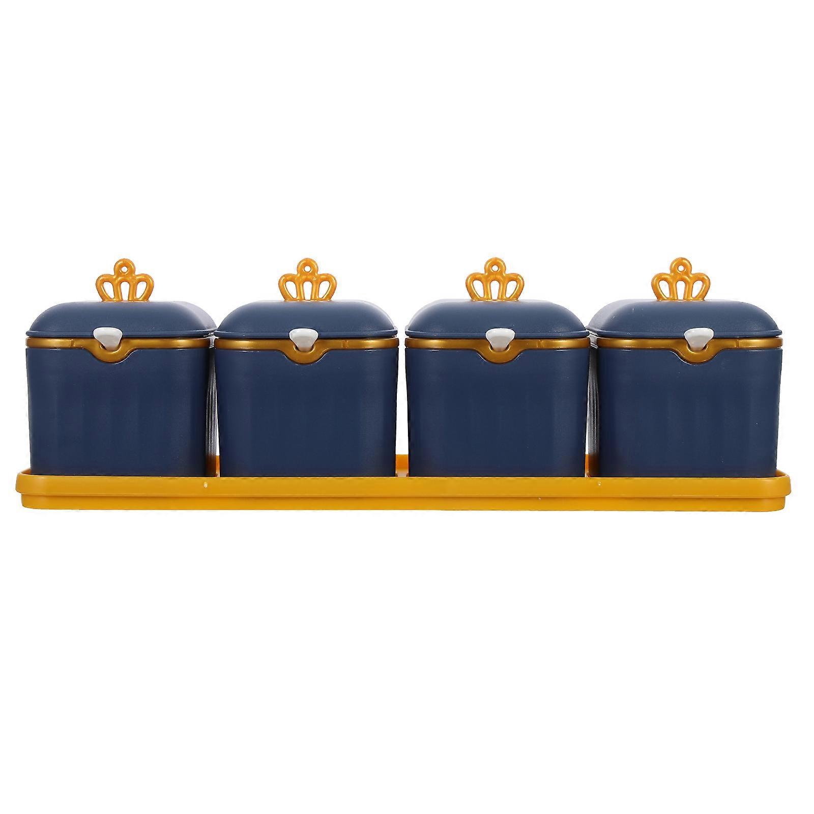 Kitchen Spice Box Small Spice Jars Nordic Style Seasoning Pot Blue 30X7.5X10CM Storing Sugar 1 Set