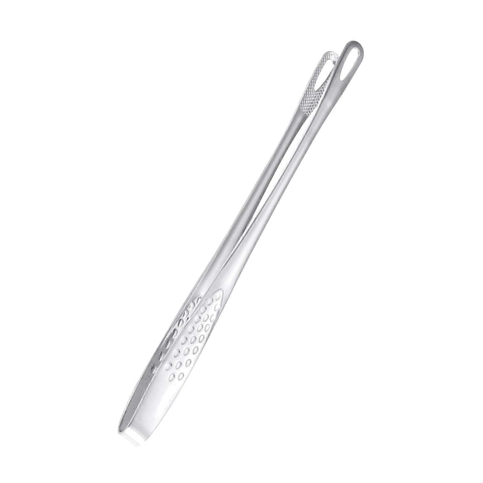 Grill Tongs Stainless Steel, Non-Slip Portable Cooking Tongs for Grilling, Steak Clamp with Comfortable Grip, 24cm Silver
