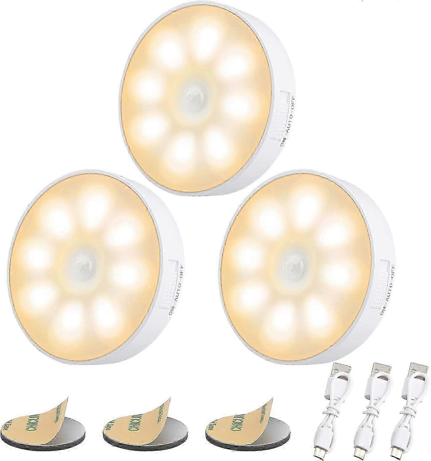 USB Rechargeable Motion Sensor Night Light - Warm Yellow (3 Pack)