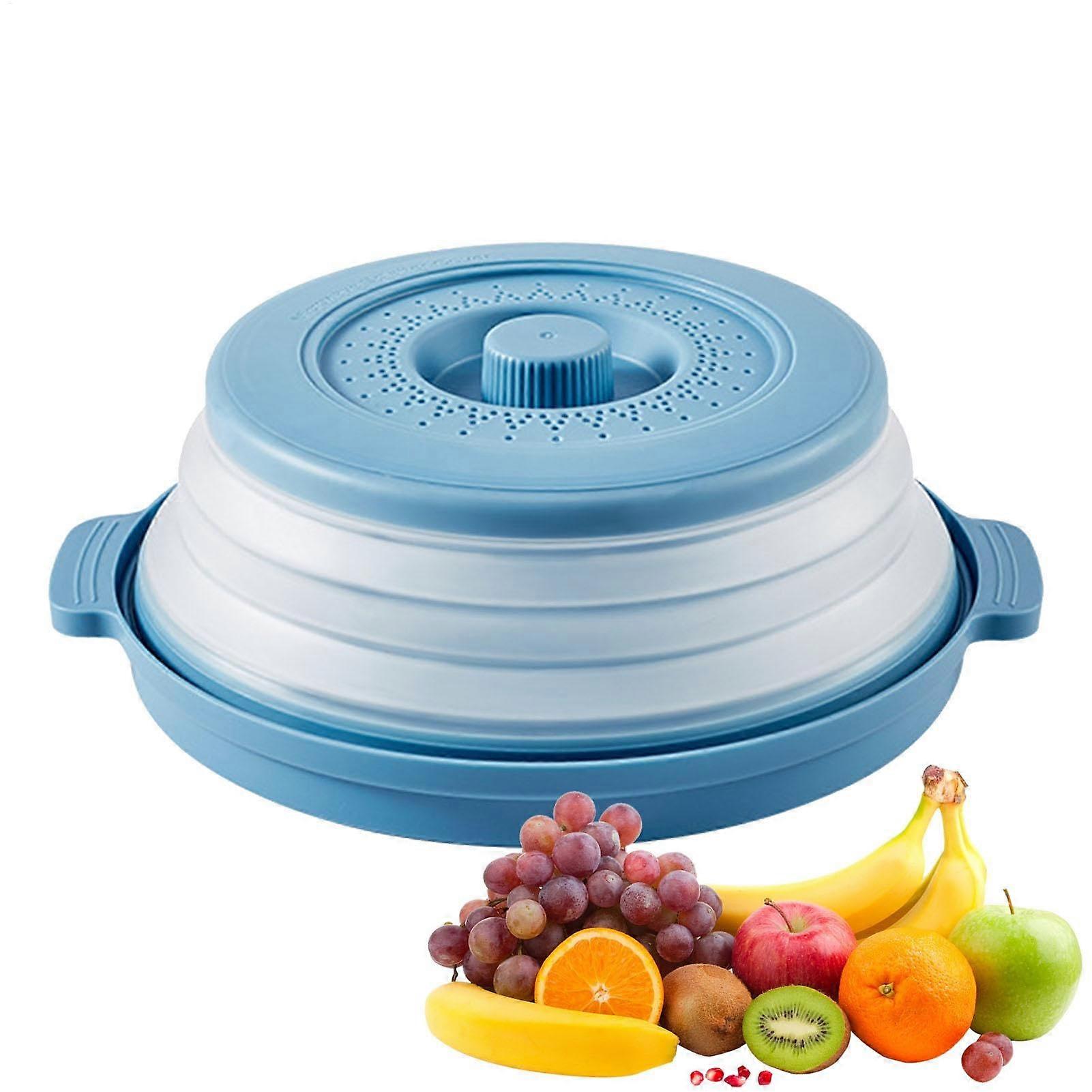 Microwave Splatter Guard Folding Plate for Microwave and Oven with Kitchen Tool for Microwave Round Bottom to Prevent Strain Relief Blue