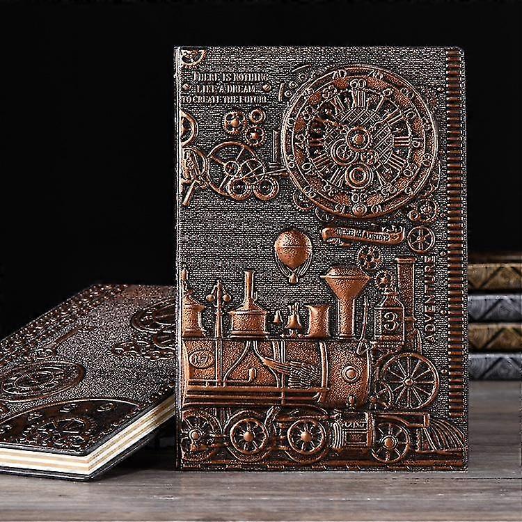 Vintage 3D Embossed Notepad Handmade Hardcover PU Notebook European Style A5 Diary