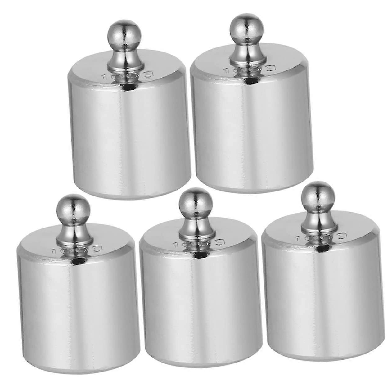 5 pieces of chromeplated calibration weights, precise weights for digital scales, educational tool for weight control and calibration.