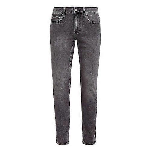 Calvin Klein Mens Leather Badge Slim Jeans
