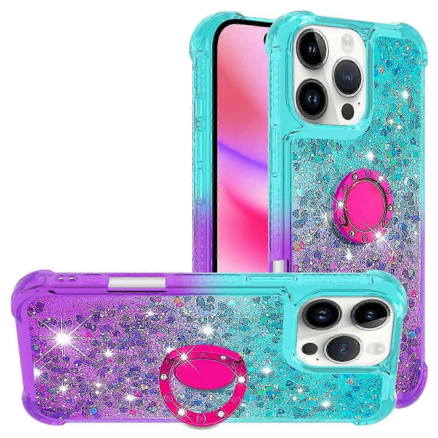 Glitter Sequins Gradient TPU Case with Kickstand for Certain Brand iPhone 16 Pro Max