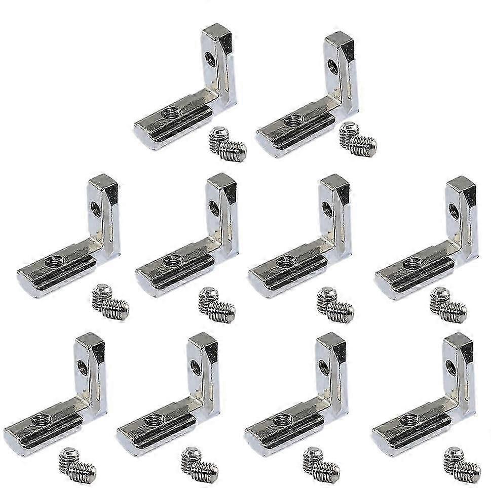 20 pezzi di scanalatura a T Staffa per connettore ad angolo interno interno a forma di L per profilo di estrusione in alluminio Slot serie 2020 6 mm