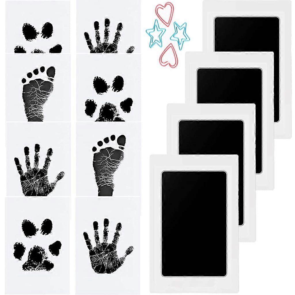 Baby Handprint and Footprint Set, 4 Piece Baby Footprint Set, Baby Footprint Set, Clean Touch Footprint Pads for Baby Shower