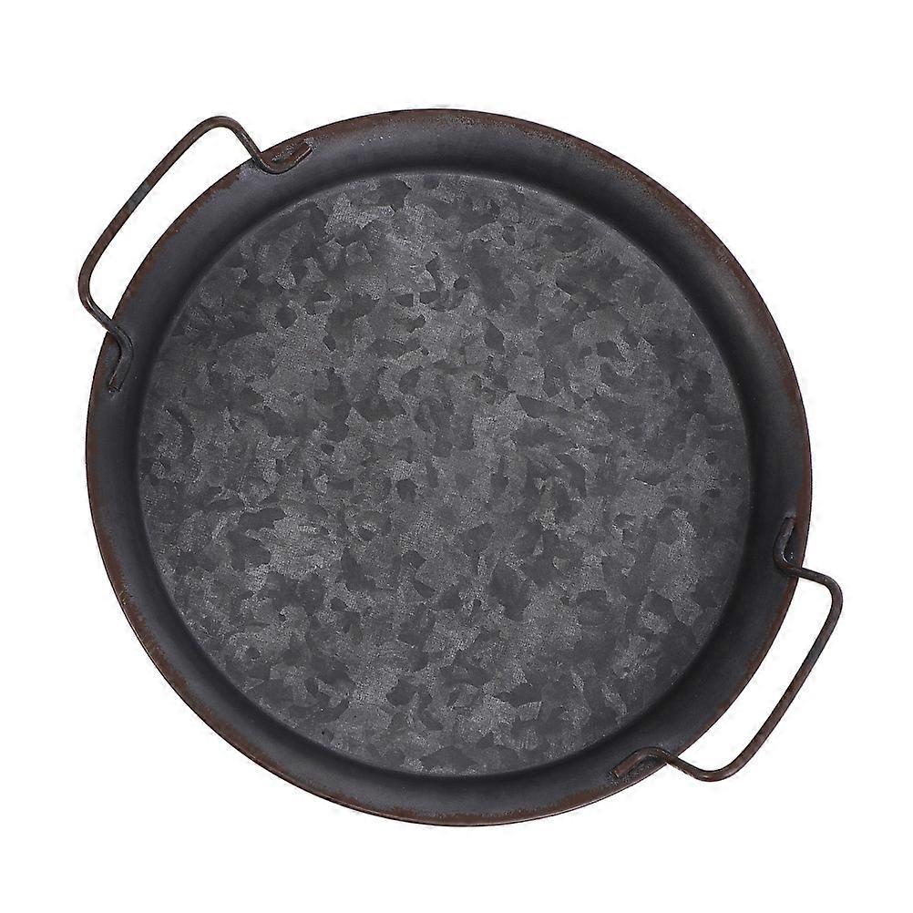 Serving Trays With Handles Old Wrought Tray Multi-Functional Food Tray 30x30cm Black 1Set