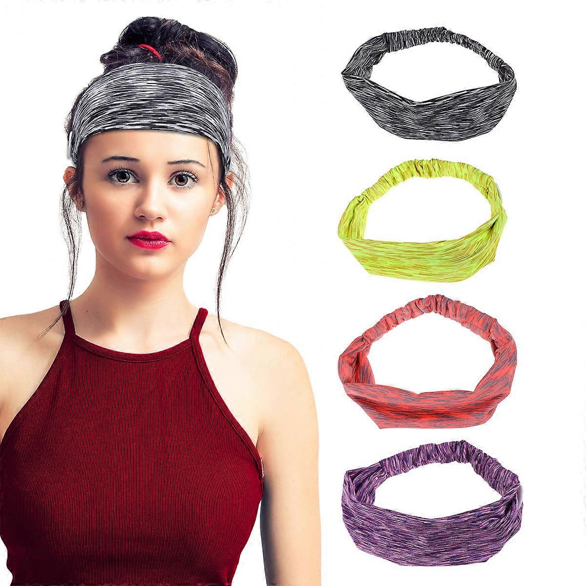 Mask Headband With Buttons Elastic Headband Breathable Ear Protection For Fitness Yoga Fluorescent Green 8x24cm 2Pcs