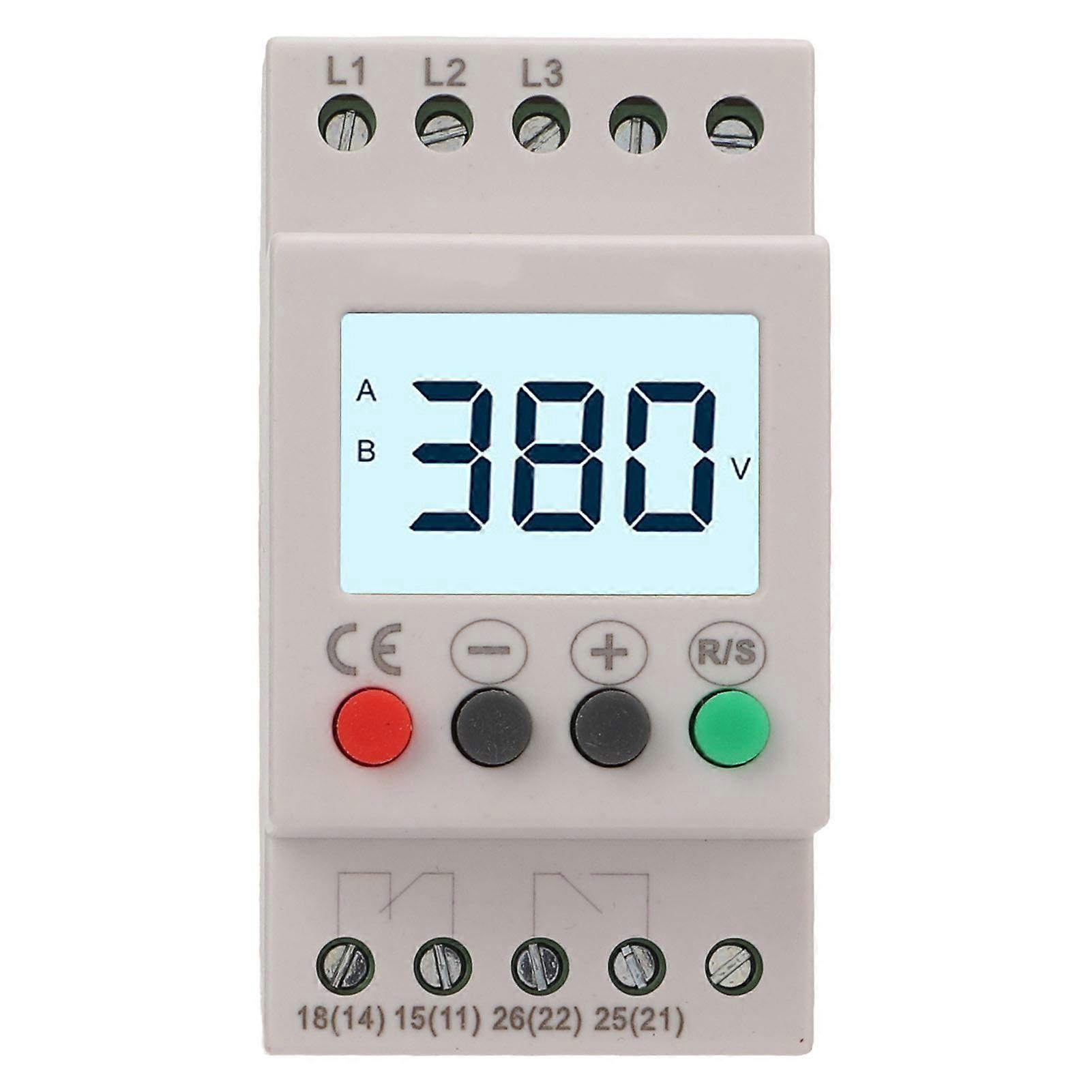 Over Under Voltage Protector Protective Device 3 Phase LCD Digital Display AC 380V