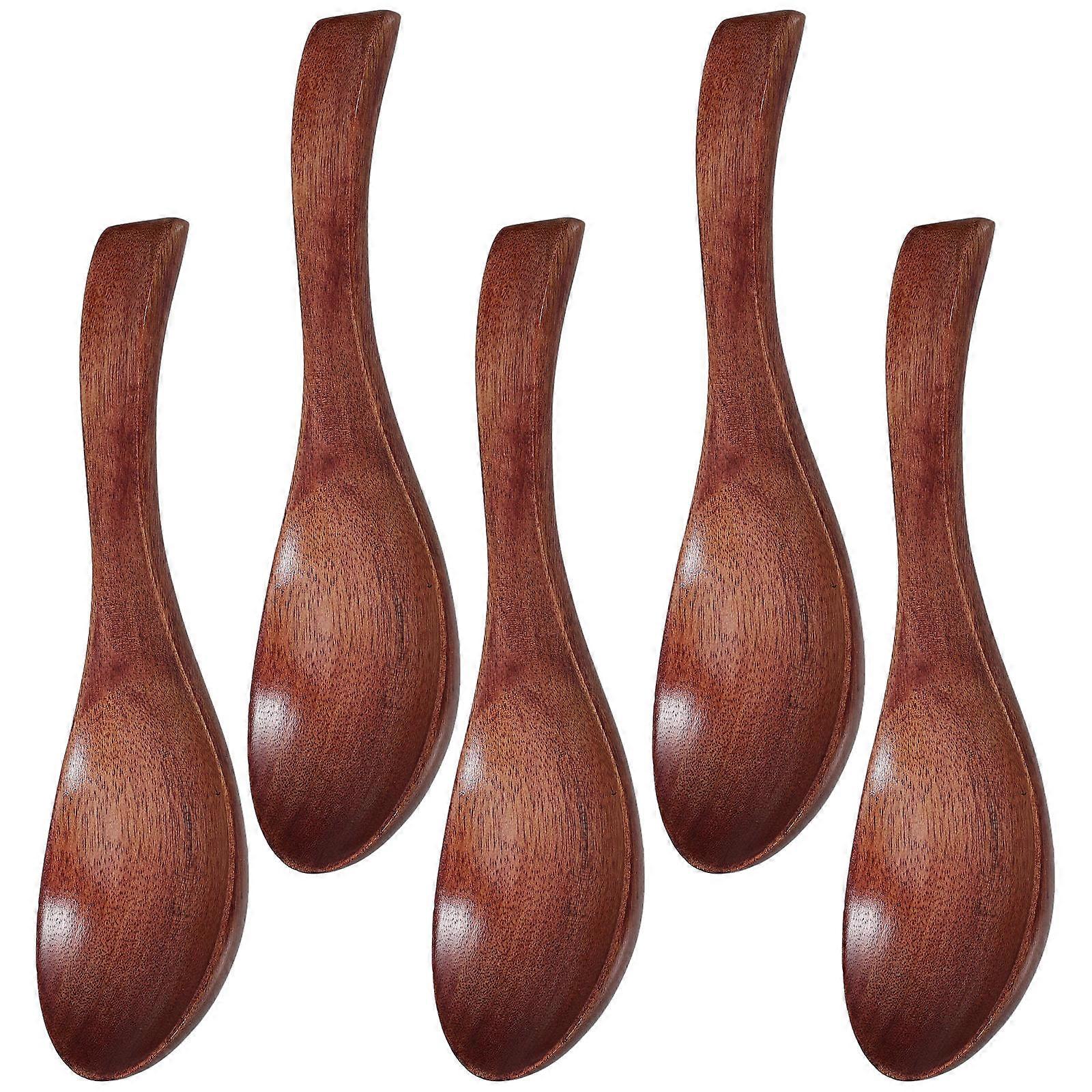 Ramen Spoon Classic Minimalist Wooden Soup Spoon for Special Occasions Square Handle 5Pcs