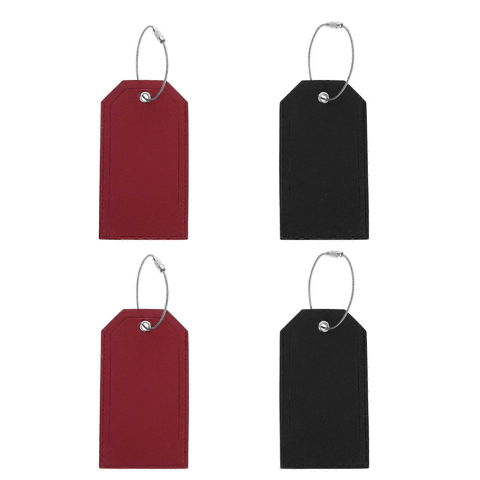 Elegant PU Luggage Tags Durable Suitcase ID Address Labels for Men & Women 4PCS Set for Travel, Airplane & Cruise Trips