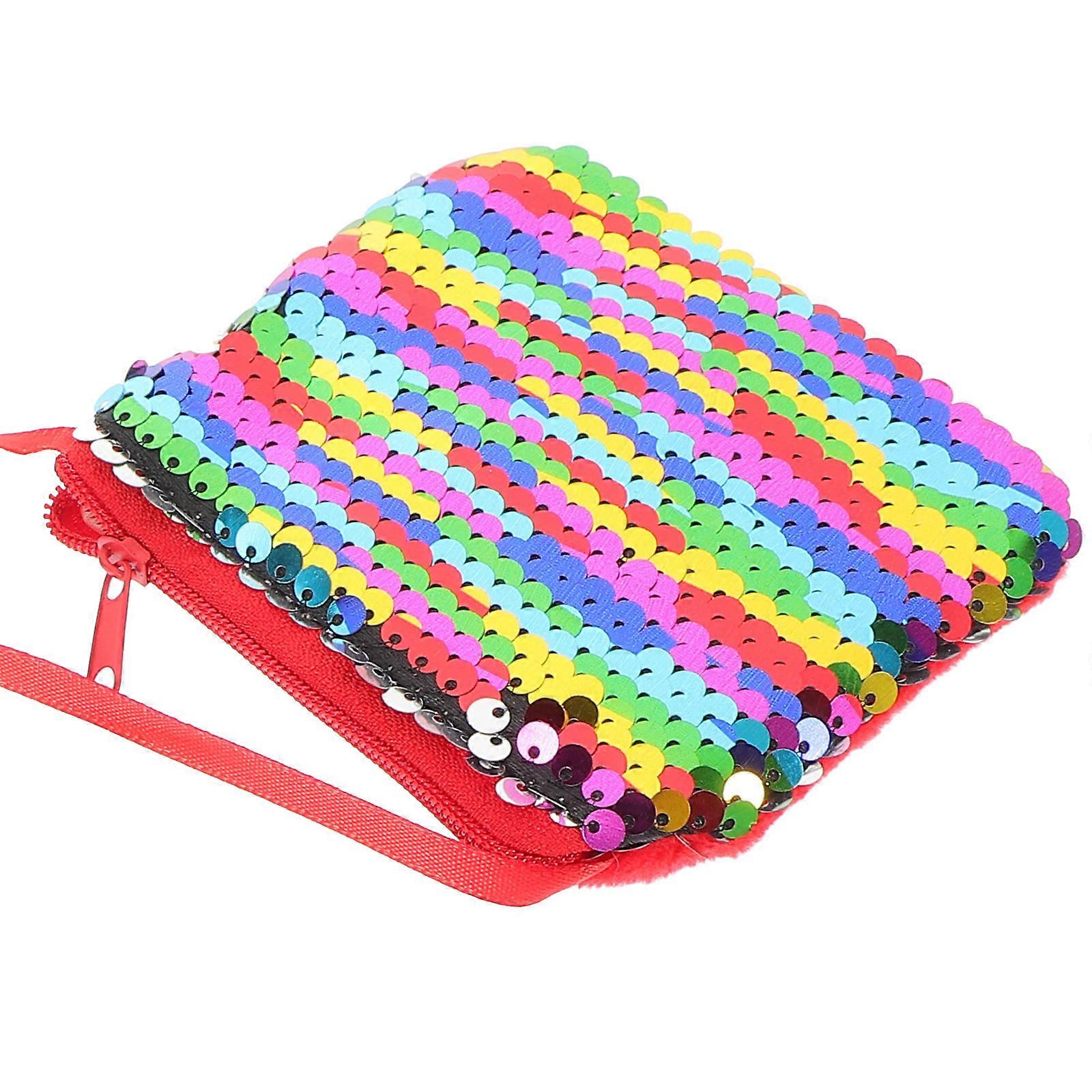 Sequin Small Wallet Bag for Storage Use Single Shoulder Strap Purse