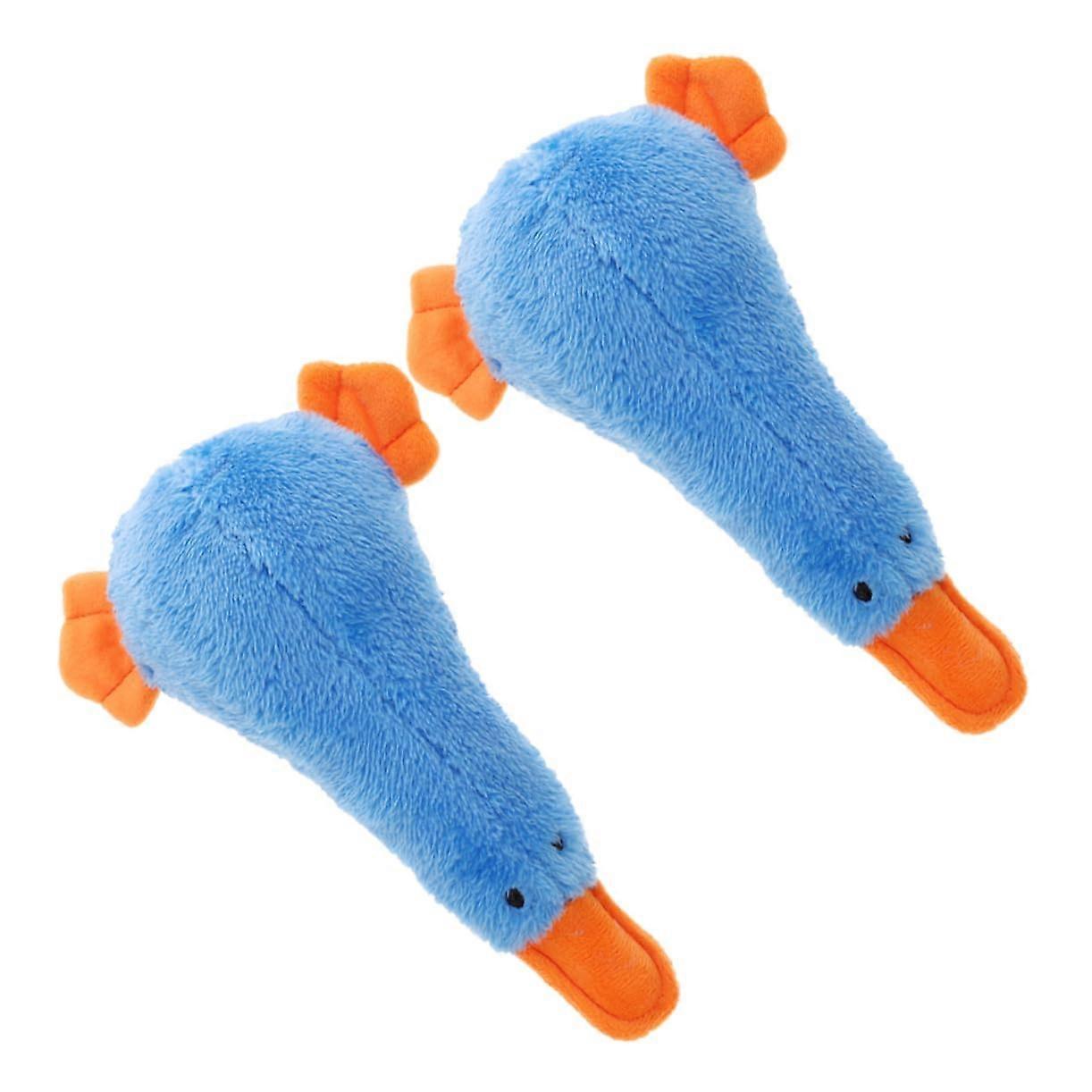 Interactive Duck-Shaped Squeaky Chew Toy for Puppies - Durable Fabric, Fitness Training, 2-Pack