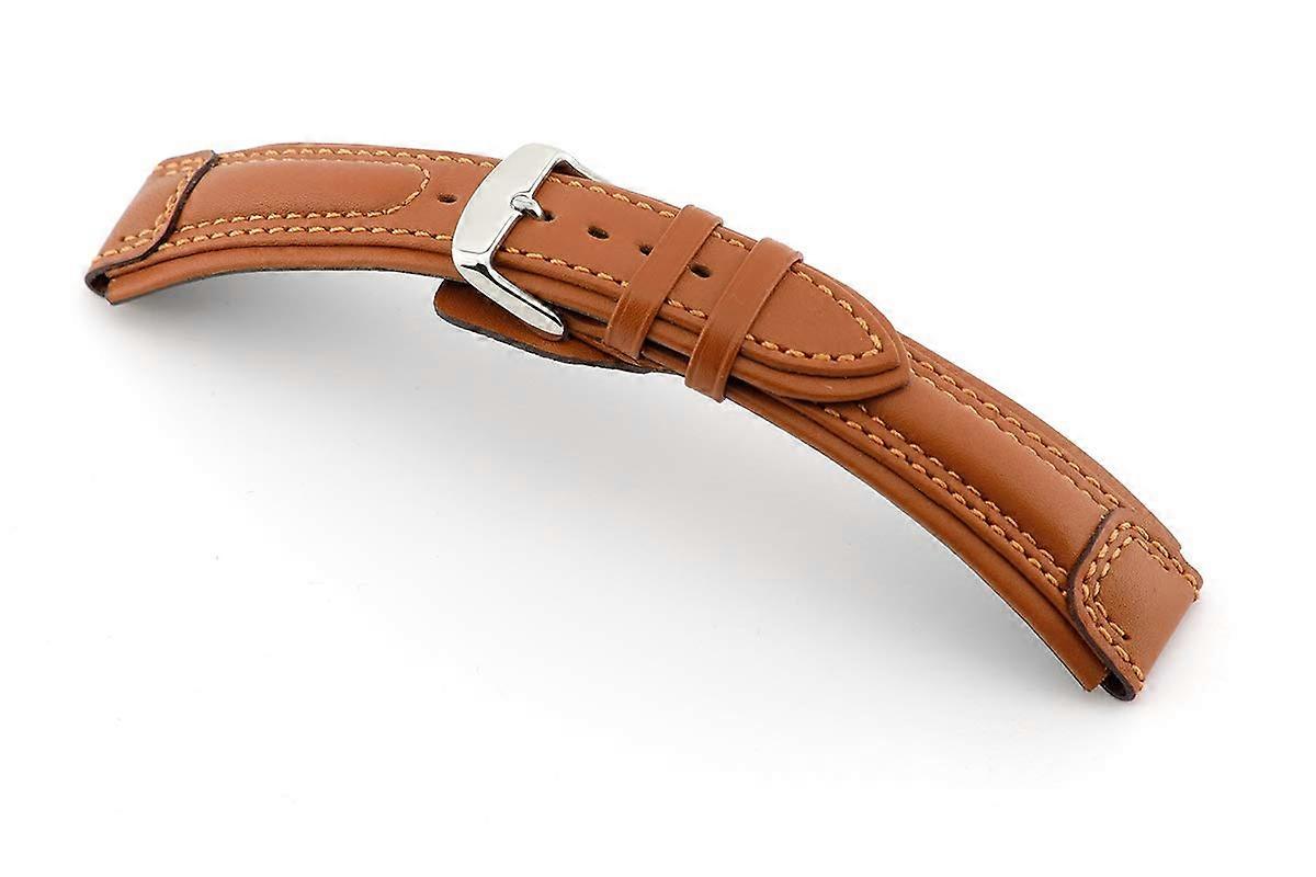 Handmade Watch Strap in Cognac Leather, Classic Style, Compatible with Various Watch Models