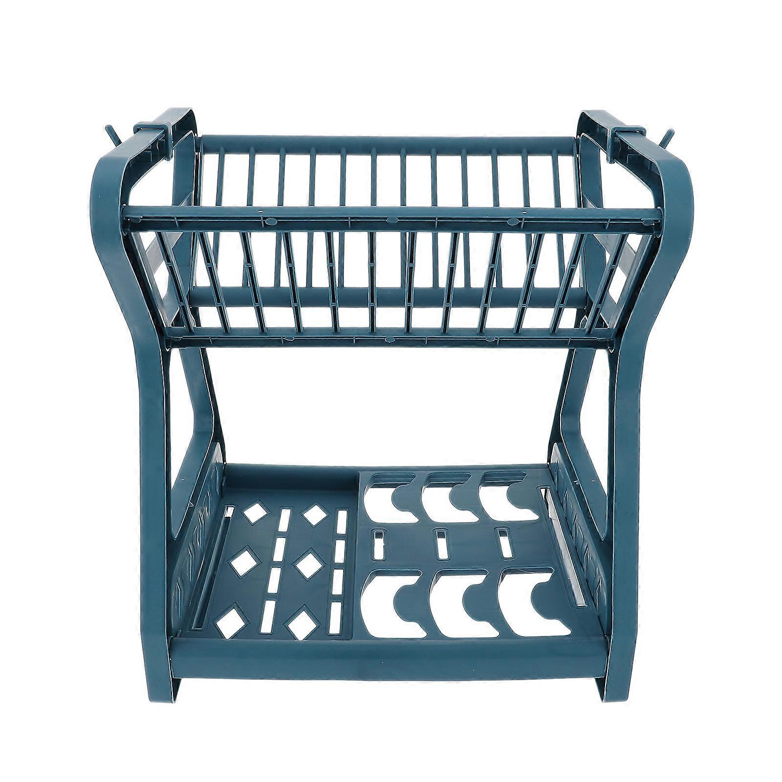Multifunctional Dish Organizer Countertop Practical Double-layer Storage Rack Household Users Plastic 34x30x24cm Ventilation 1Set