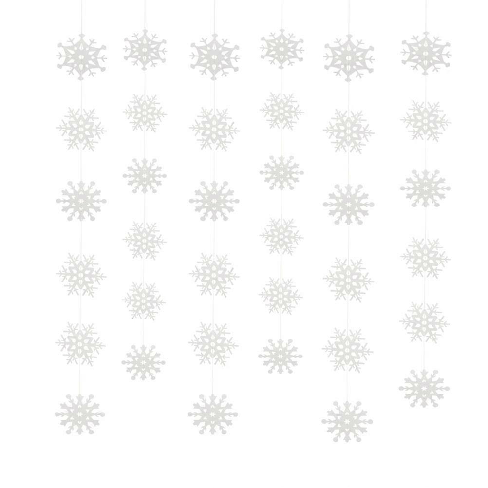 Paper Snowflakes Hanging Ornaments for Christmas Ceiling Decorations 36Pcs Iridescent Paper Snowflake Shape 1.5M Strings