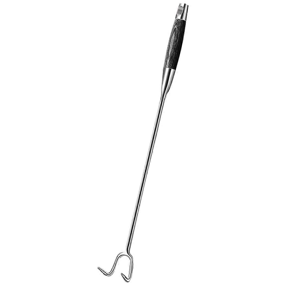 Grill Single Hook Meat Hook For Grilling And Roasting Meat Turner Hook With Stainless Steel And Wood Handle 50x8x5 Cm