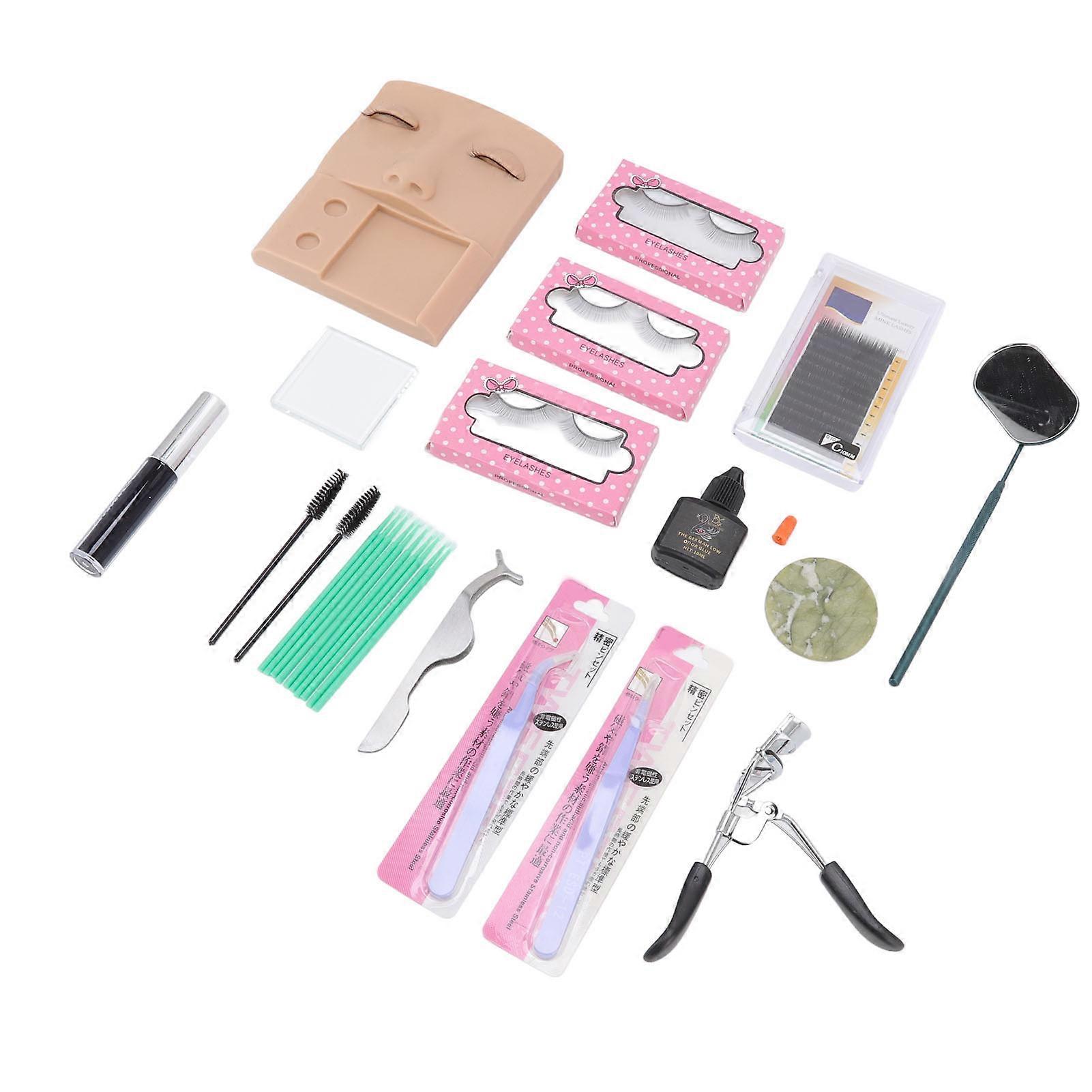 3 in 1 Eyelash Extension Kit Mannequin Head False Lashes Grafting Training Set for Makeup
