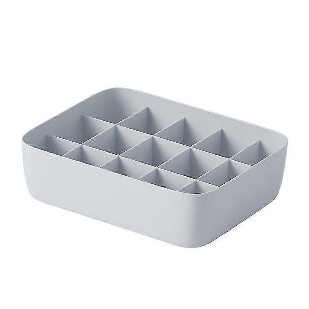 15 Compartment Organizer Drawer & Closet Storage Box for Socks & Underwear - Gray Desktop Container for Efficient Organization