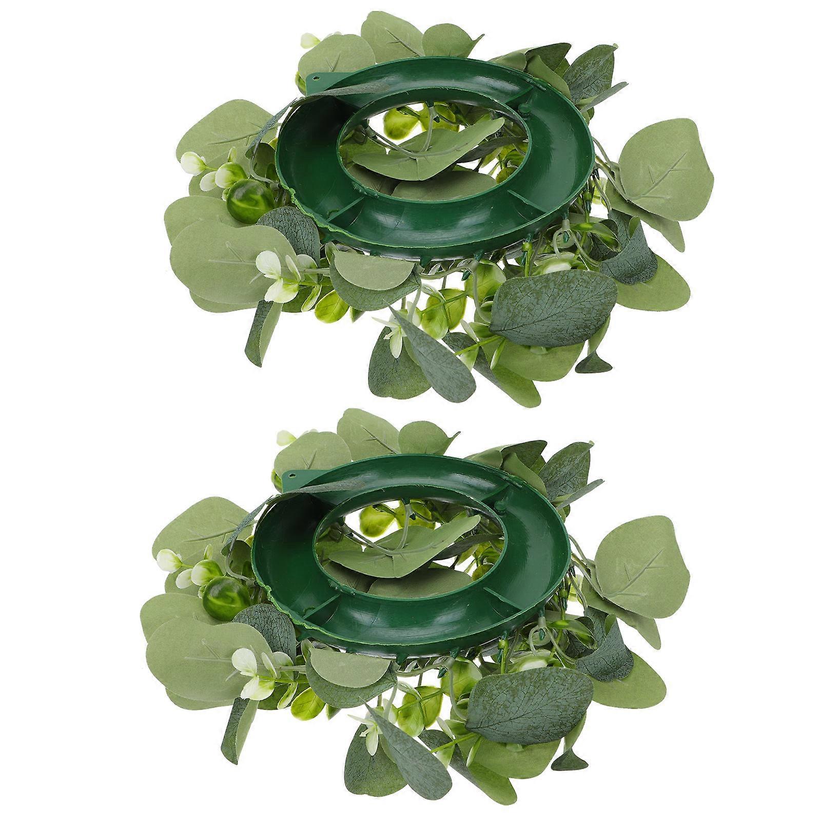 Green Plastic Mini Wreath for Decor Eyecatching Realistic Artificial Wreath 2pcs