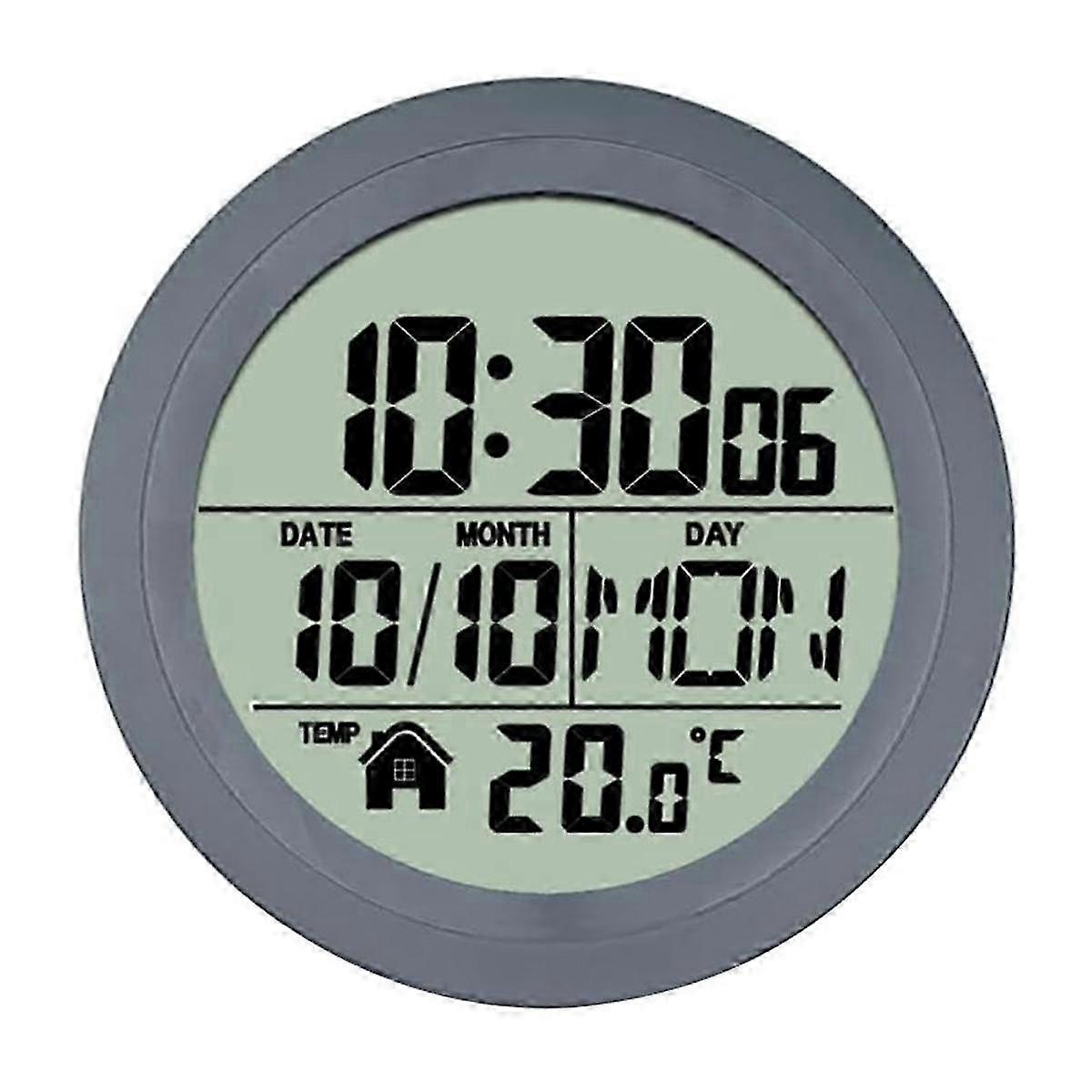 Waterproof LCD Digital Clock with Suction Cup for Bathroom Kitchen - No Punching Needed, Temp Display