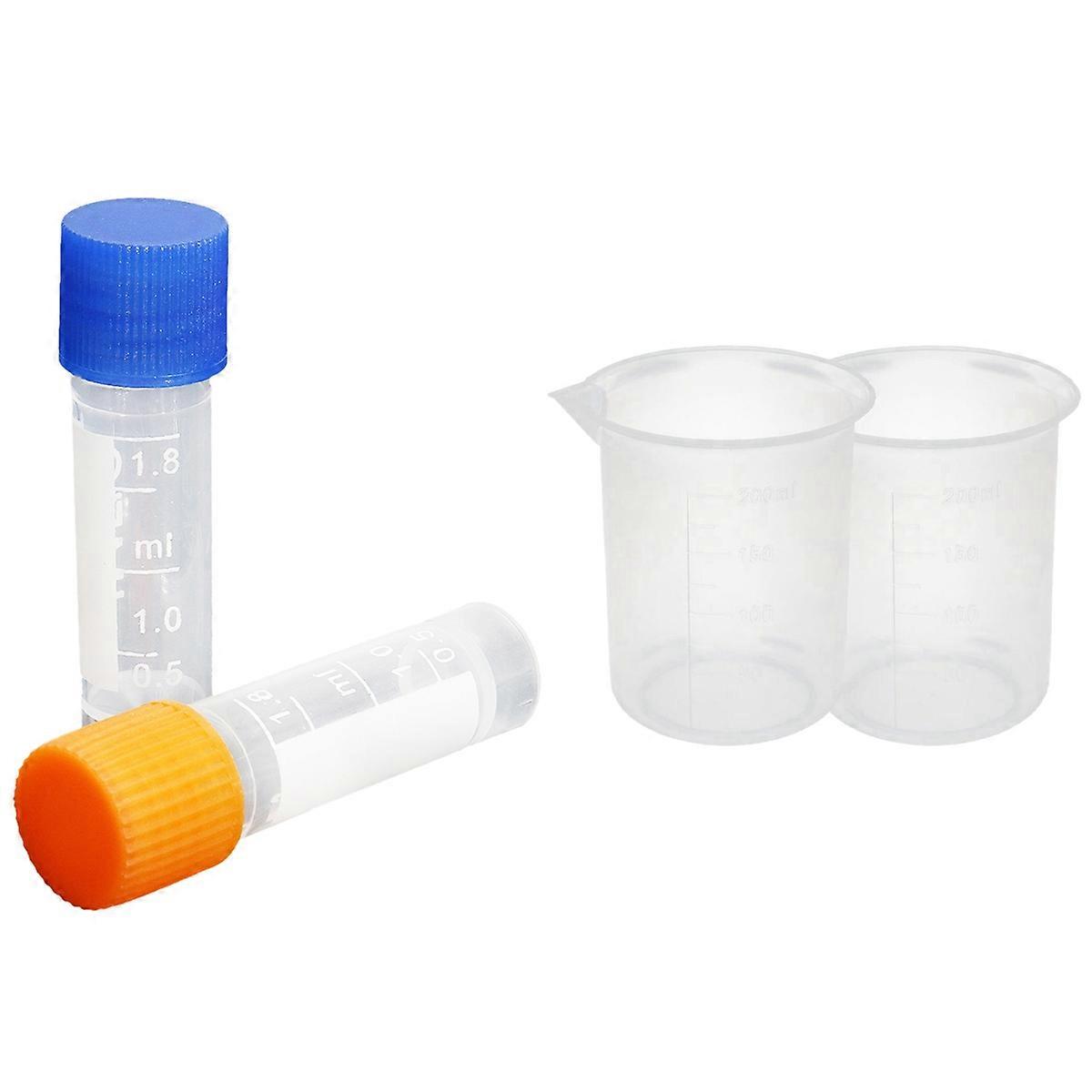 50Pcs 1.8Ml Plastic Graduated 0.063Oz Cryovial Test Tube Sample Pipe with Seal Cap & 2x Clear Plasti