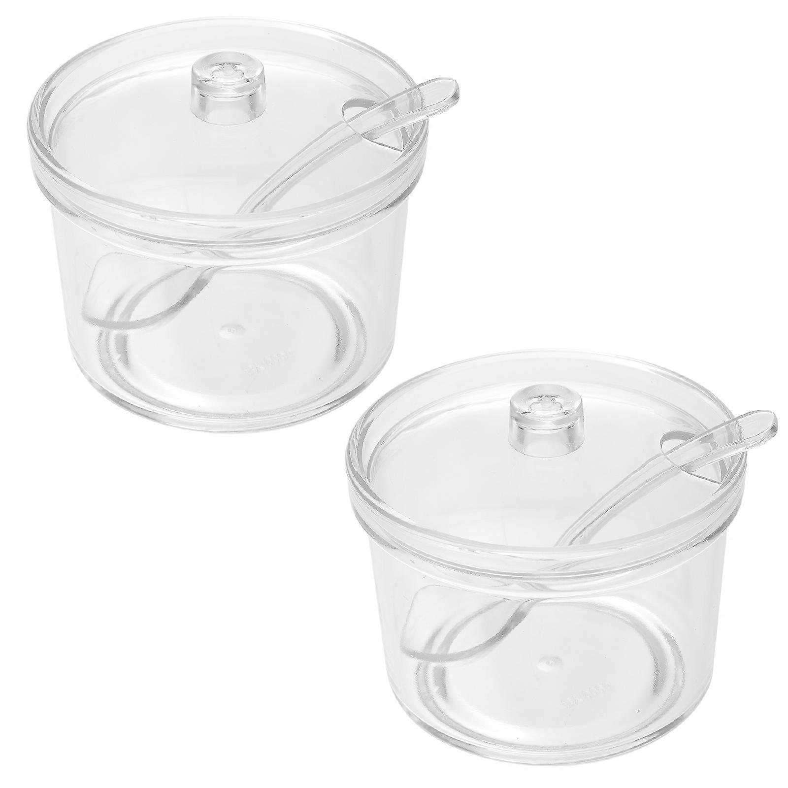 Acrylic Clear Seasoning Jar for Home with Lids and Spoons Suitable for Condiments 2pcs