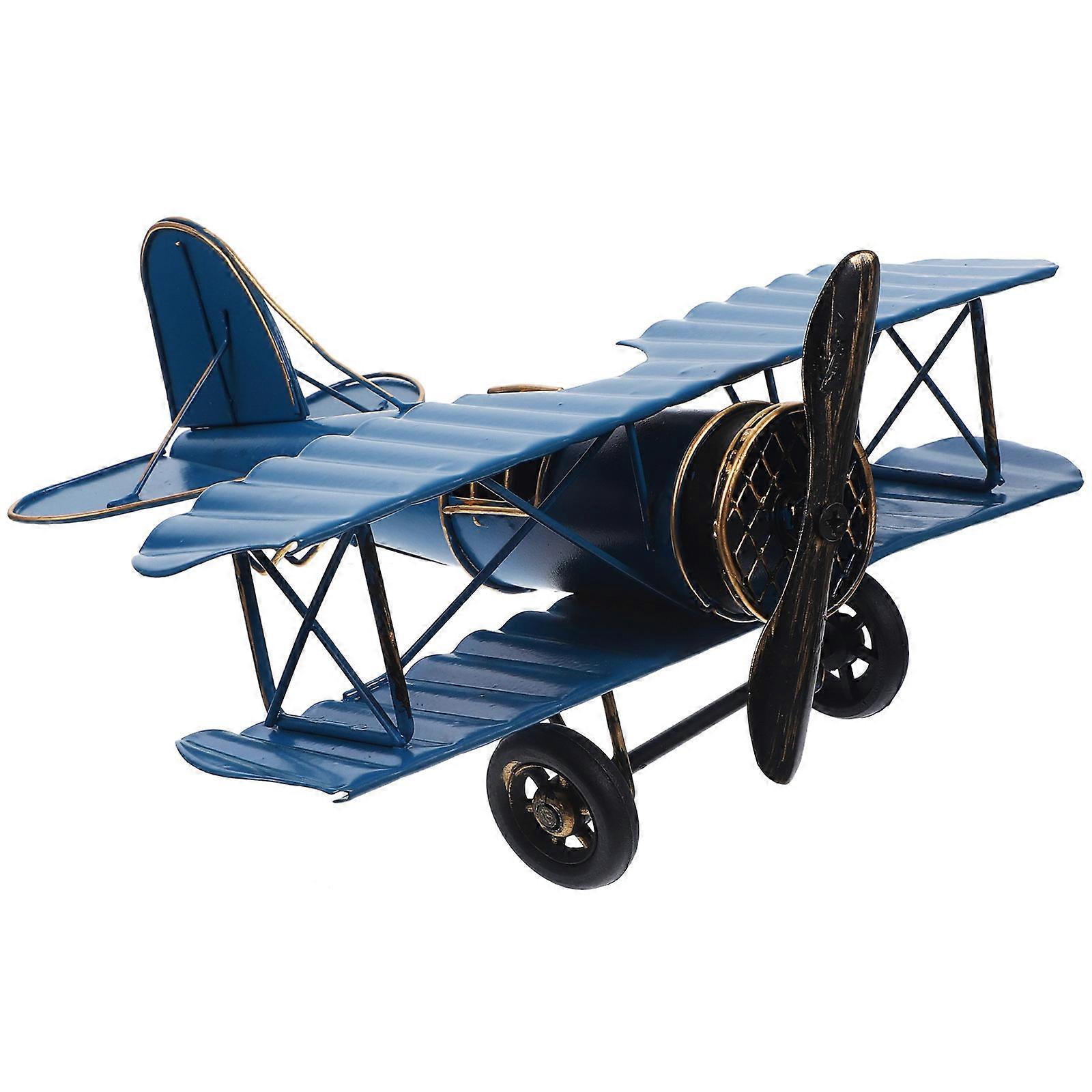 Retro Iron Plane Model for Decoration Simple Texture Red Color Small Gift 5 Inch