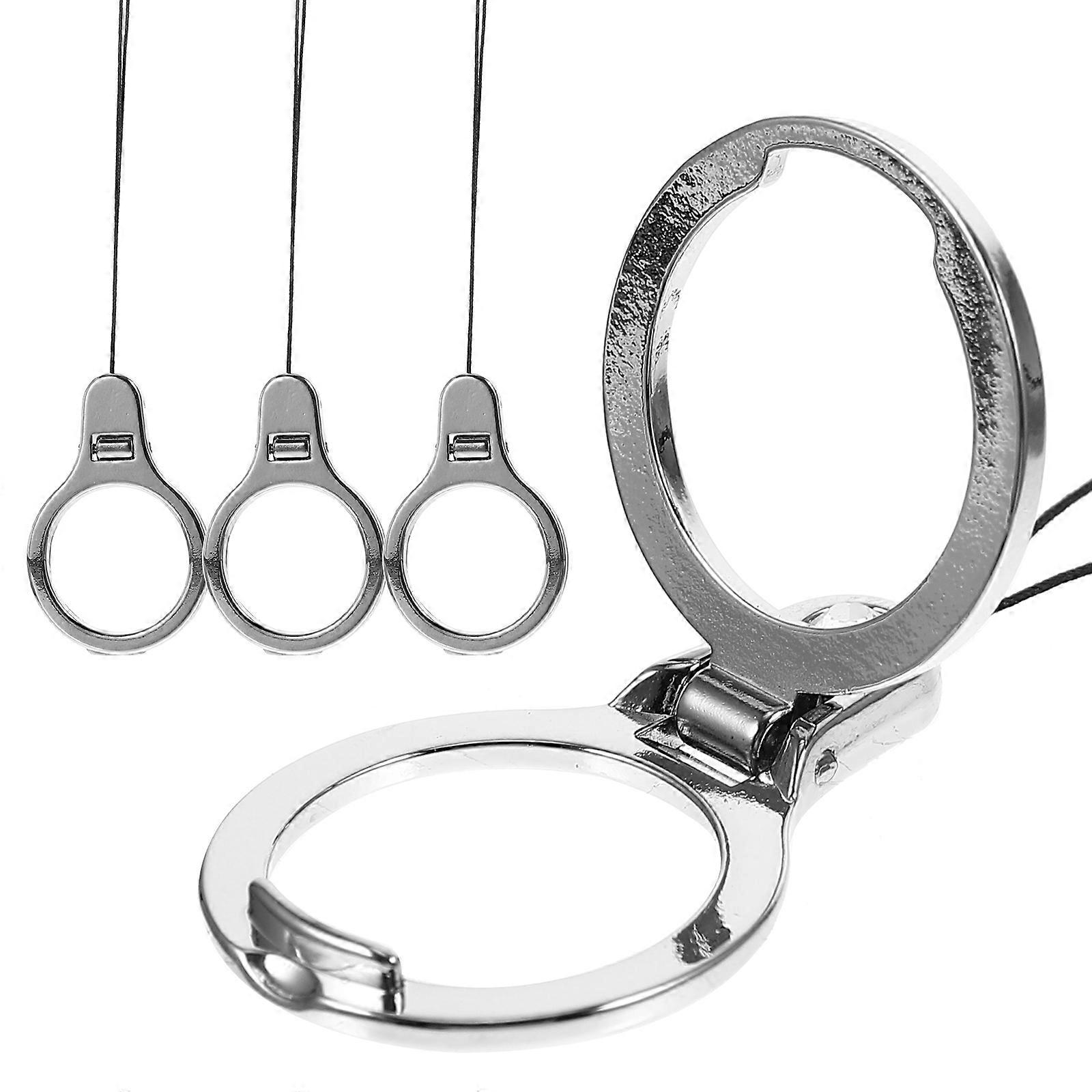Silver Zinc Alloy Phone Ring Holder for Secure Grip and Comfortable Use 4 Pieces