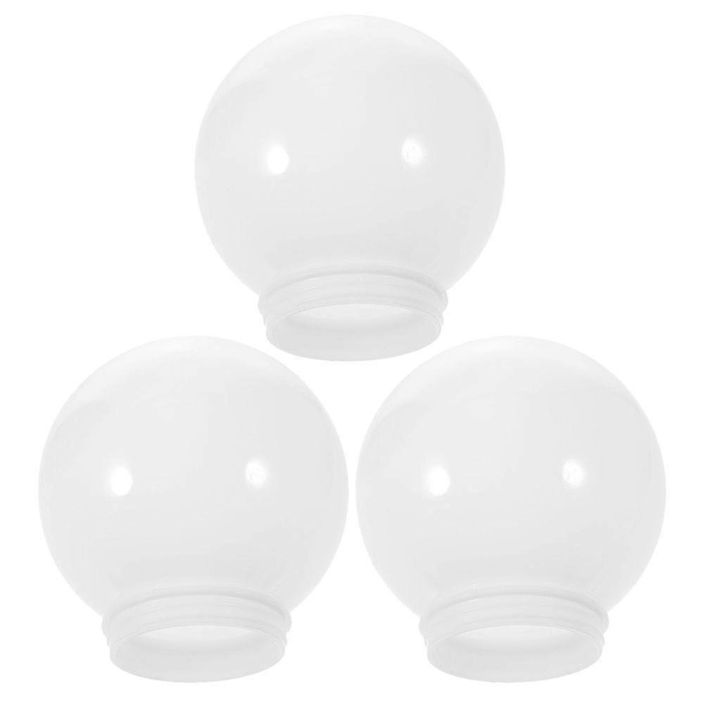 White Acrylic Globe Lampshade for Outdoor Use Simple Ball Design Fits Post Wall Light Covers 3 Pieces