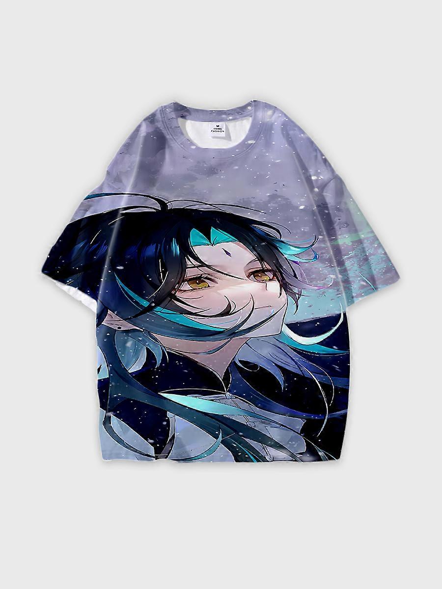 T-shirt round neck Role Pattern loose short sleeve D286