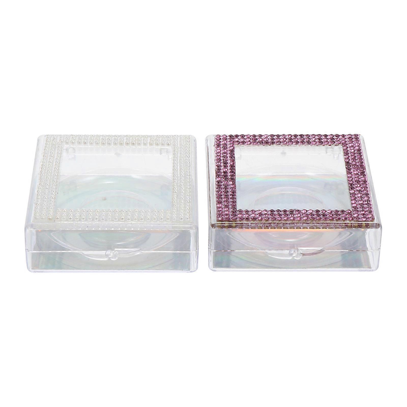 2Pcs Empty Rhinestone Eyelash Box For Women With Window Display Portable Design Assorted Color Lightweight Storage
