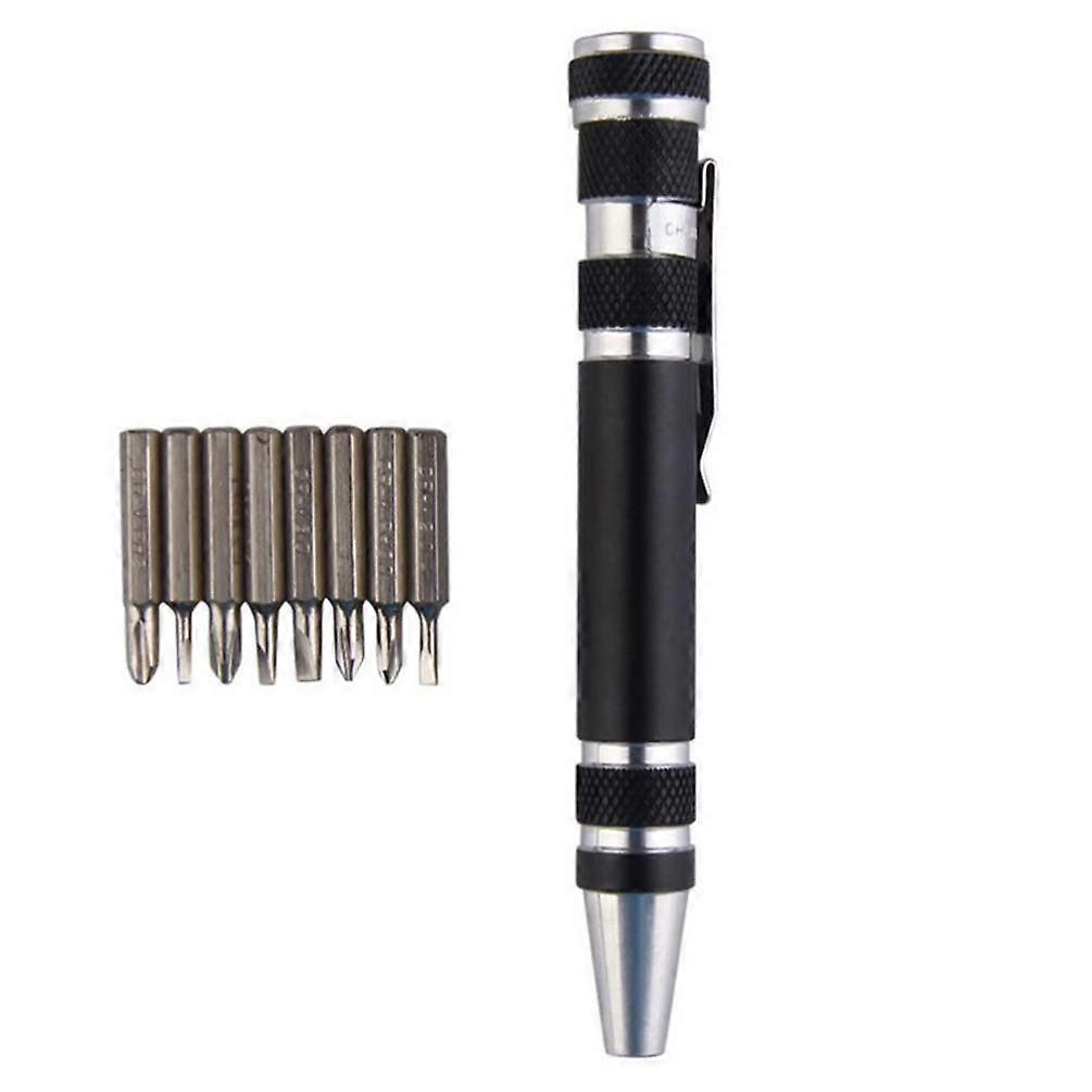 Screwdriver Set 8 in 1 Portable Mini Multi-Function Tool Kit Black Compact Repair Tools for Electronics and Household Use