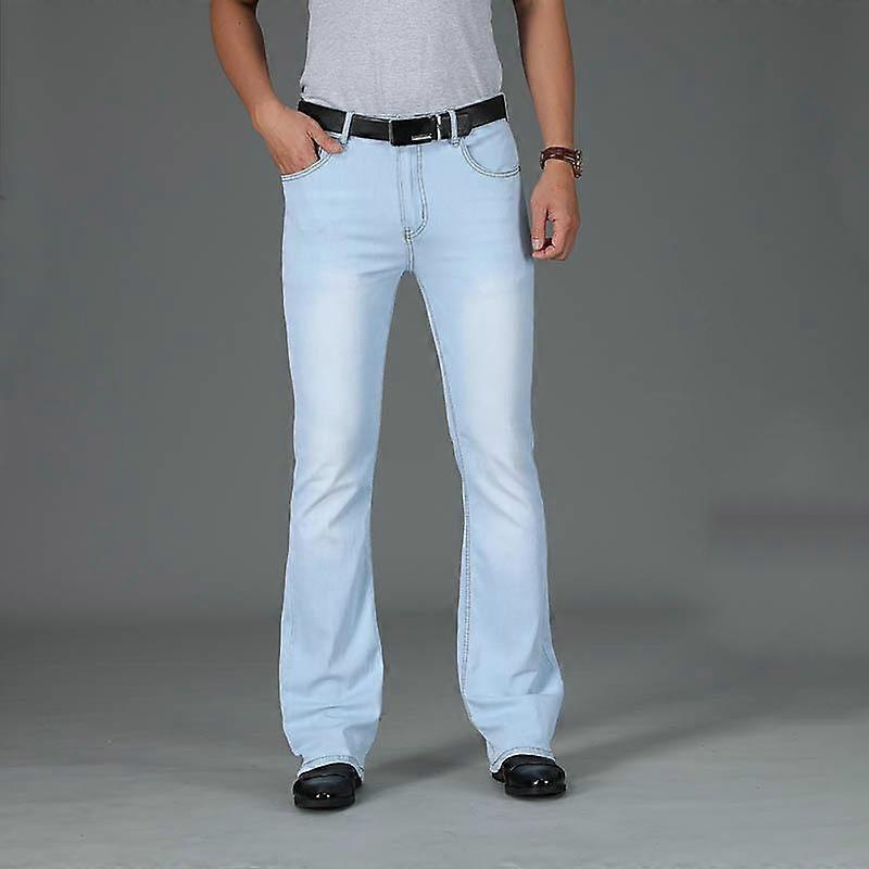 Men's Boot Cut Leg Flared Loose Fit High Waist Male Designer Classic Denim Jeans Summer Thin Micro Flared Jeans