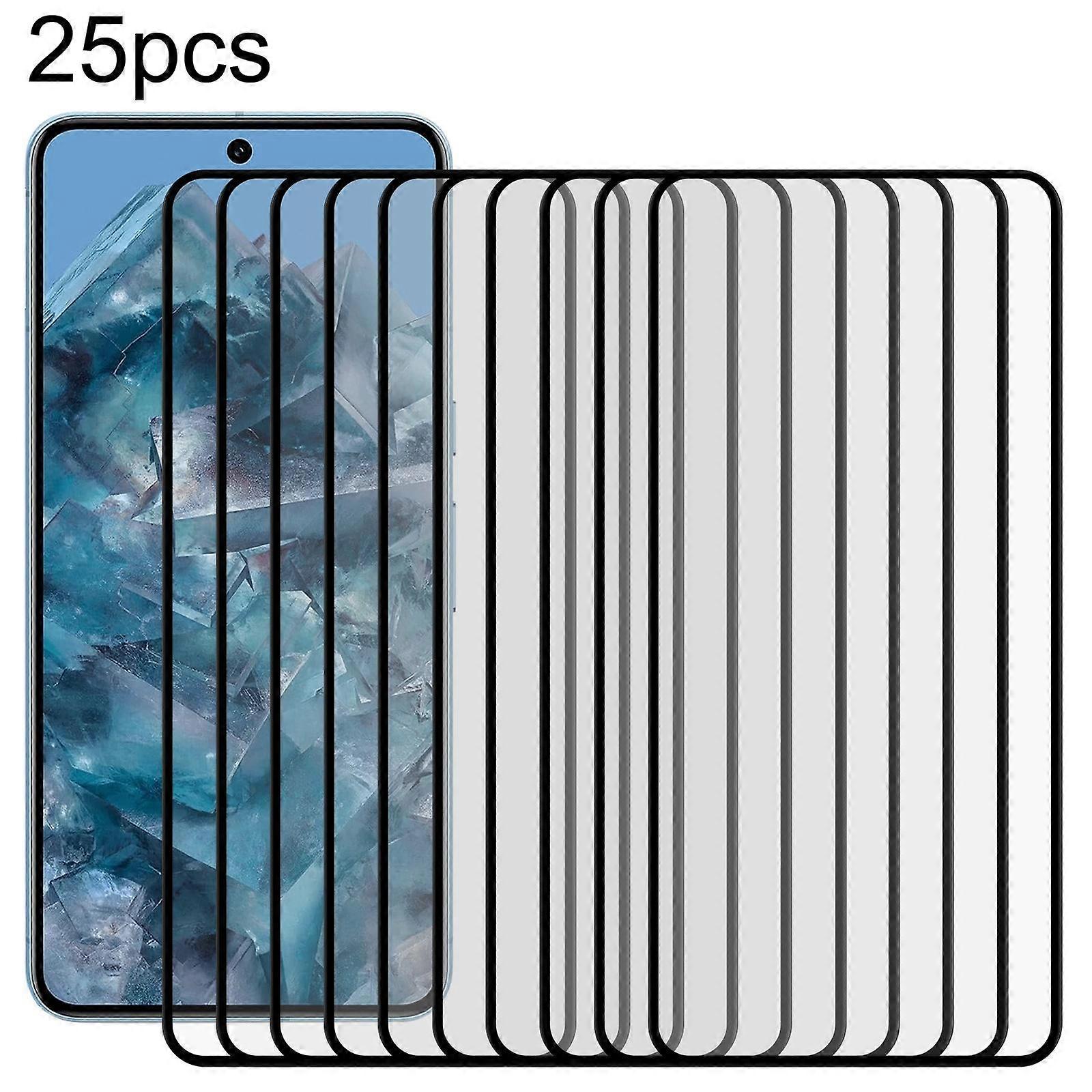 25個のエッジ接着剤9H HD 3D湾曲エッジ強化ガラスフィルムGoogle Pixel 8 Pro用