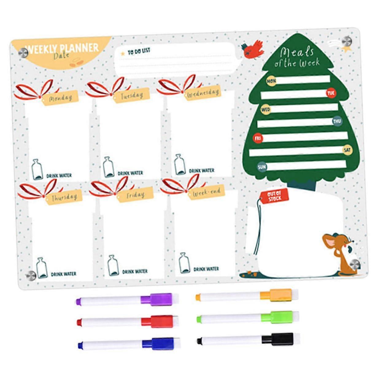 1satz Magnetic Weekly Planner for Refrigerator, Erasable Whiteboard with Markers for Daily, Weekly, and Monthly Tasks Organization