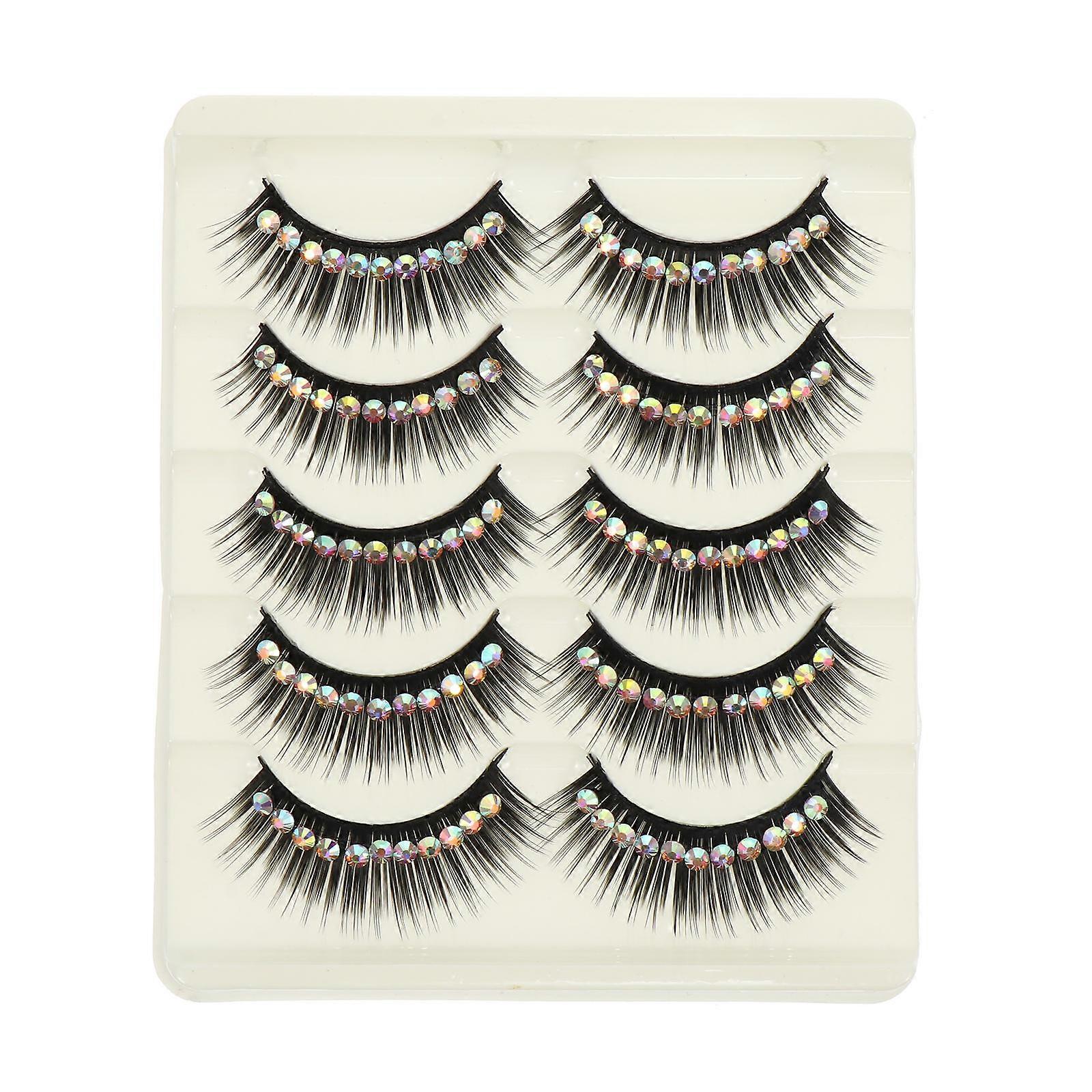 5 Pairs Thick False Eyelashes with for Performance and Cosplay Black synthetic