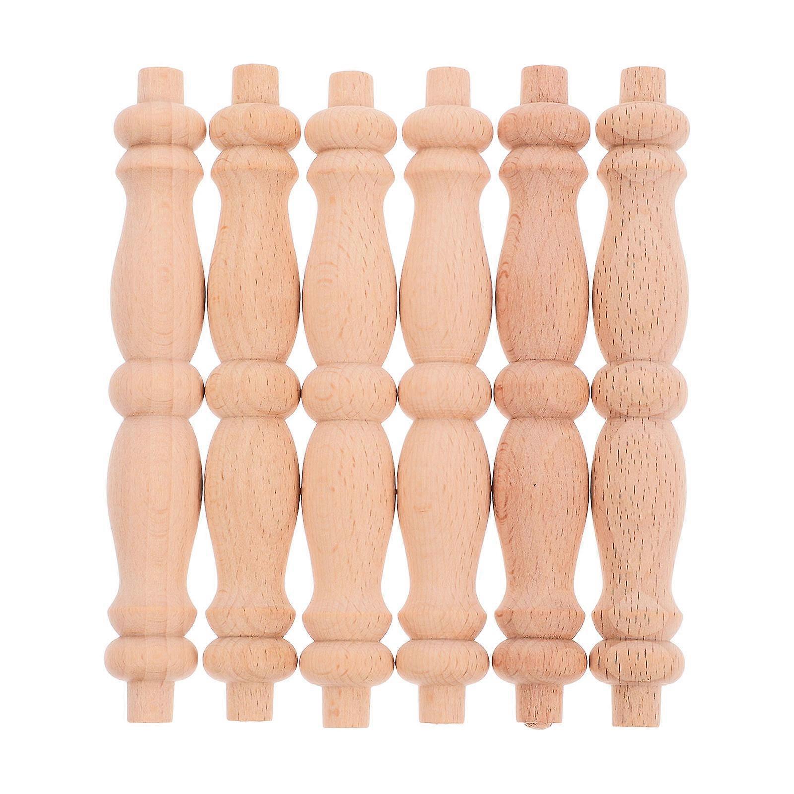 6pcs Unfinished Wooden Spindles for Furniture Crafts, Decorative Wood Balusters with Natural Cutout Design to Enhance Home Decor and Space Decoration