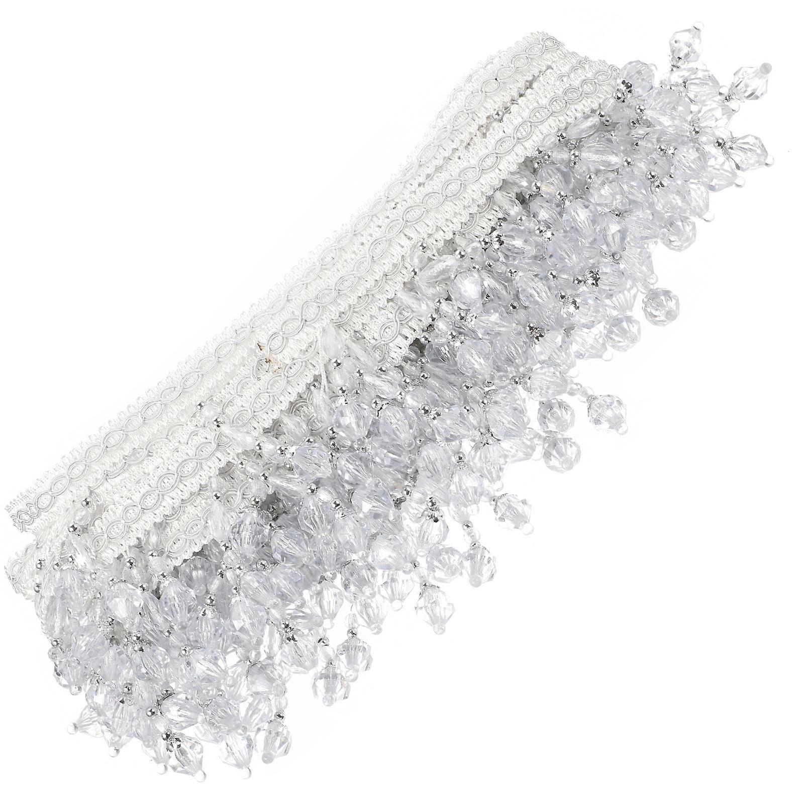 Elegant Beaded Fringe Trim Ribbon for Curtains, Tablecloths, Upholstery – DIY Home Decor & Craft Tassel Decoration