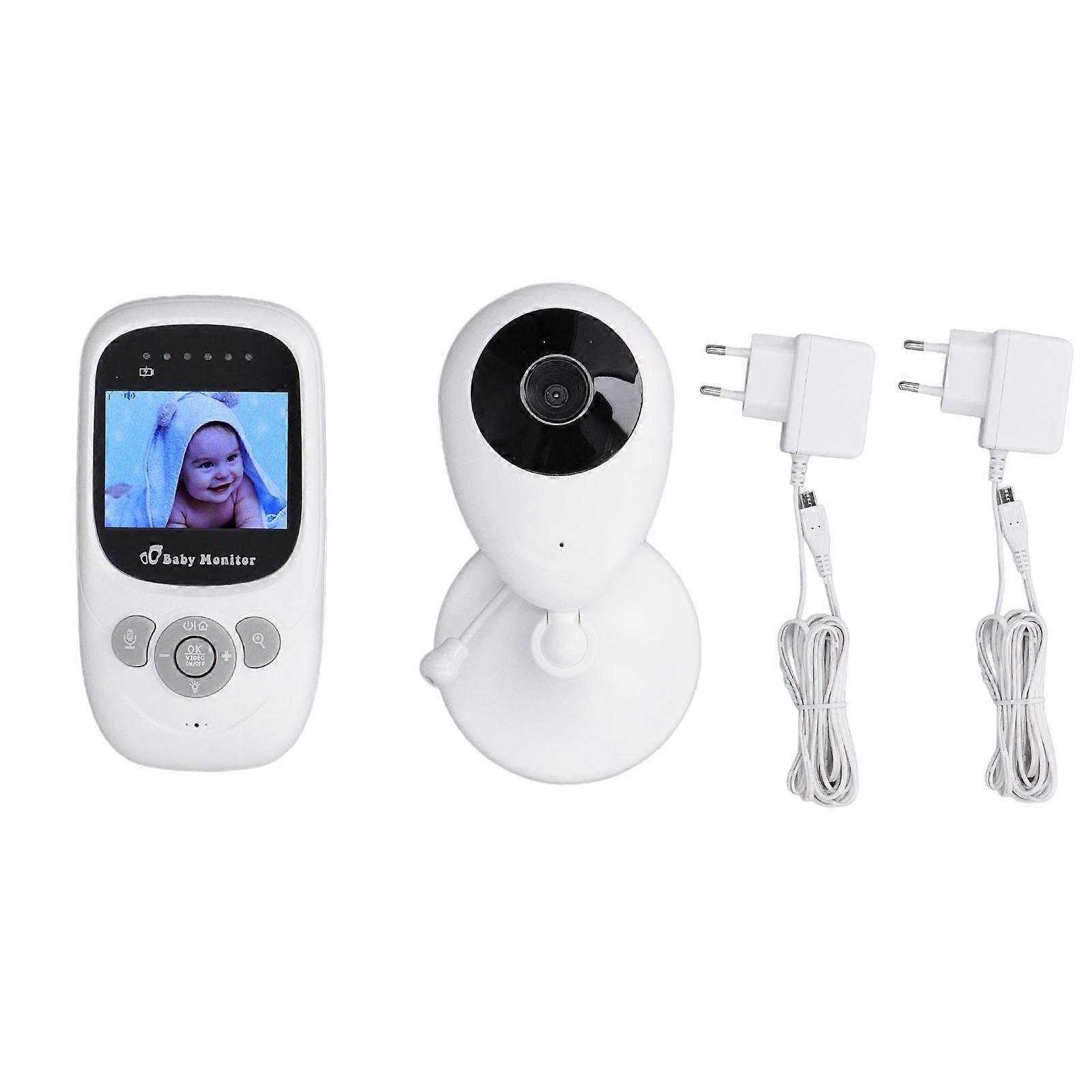 Baby Monitor 2 Way Talk Built in Music Temperature Monitoring 2.4in LCD Screen Wireless Infrared Monitor 100‑240V EU Plug