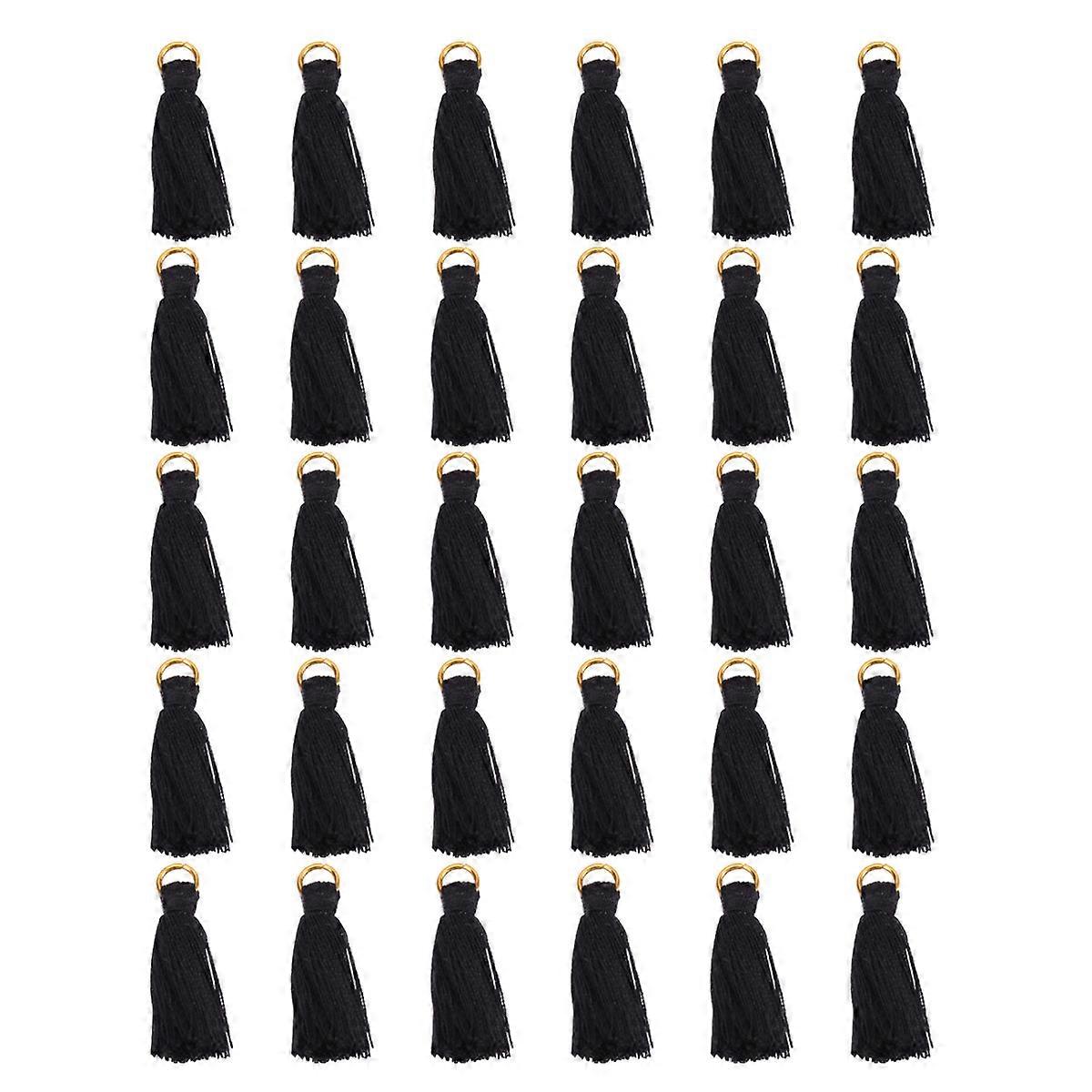 30Set Black 3X0.7Cm Tassel Pendant Chinese Style Book Marker Accessory For Craft Projects