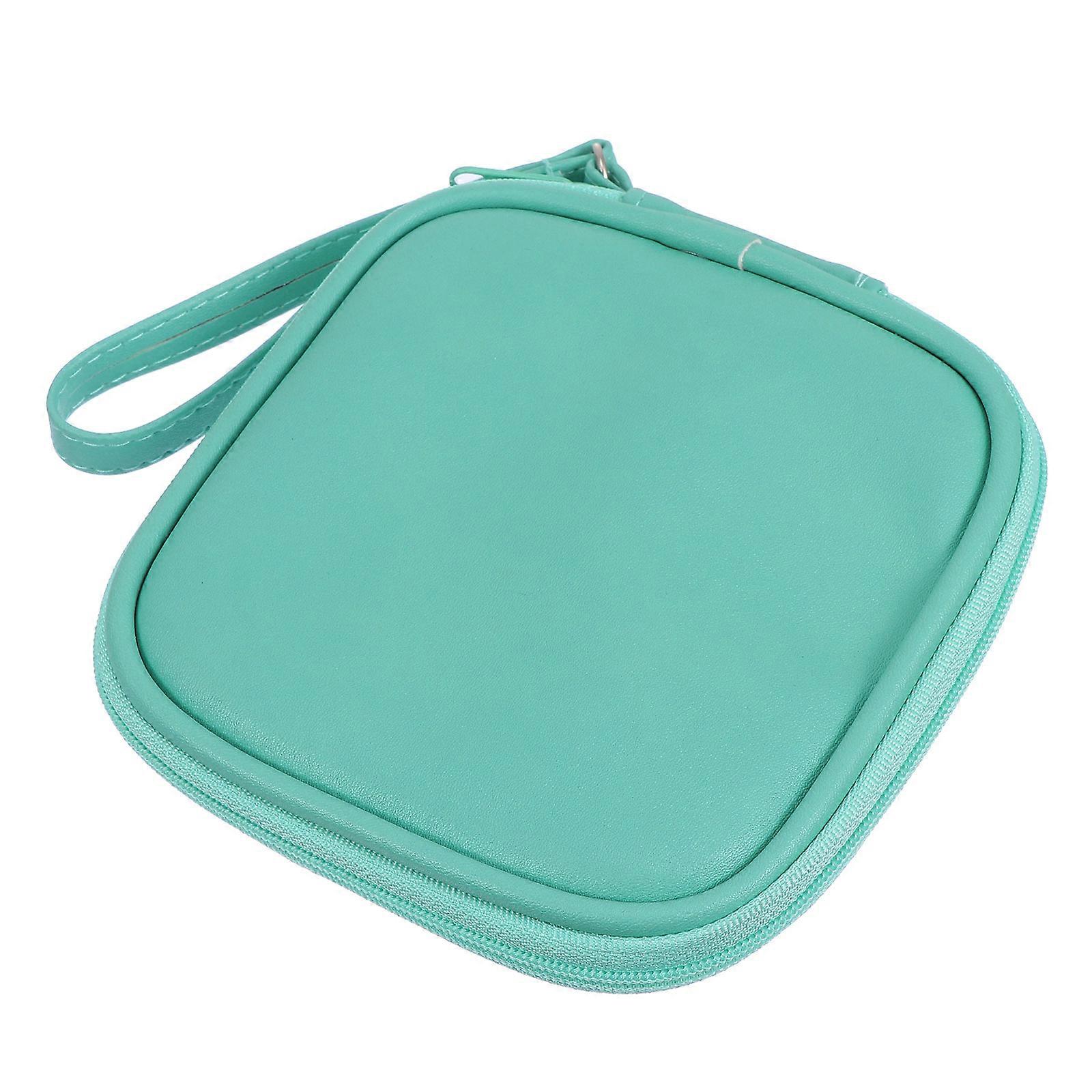 Portable Storage Case for Earphones and Cables in Durable PU Material Green Color Safe and Sturdy