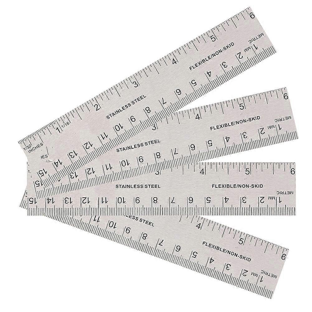 Cork Backing Rulers for Students with Stainless Steel Core Lightweight Portable 4Pcs Set
