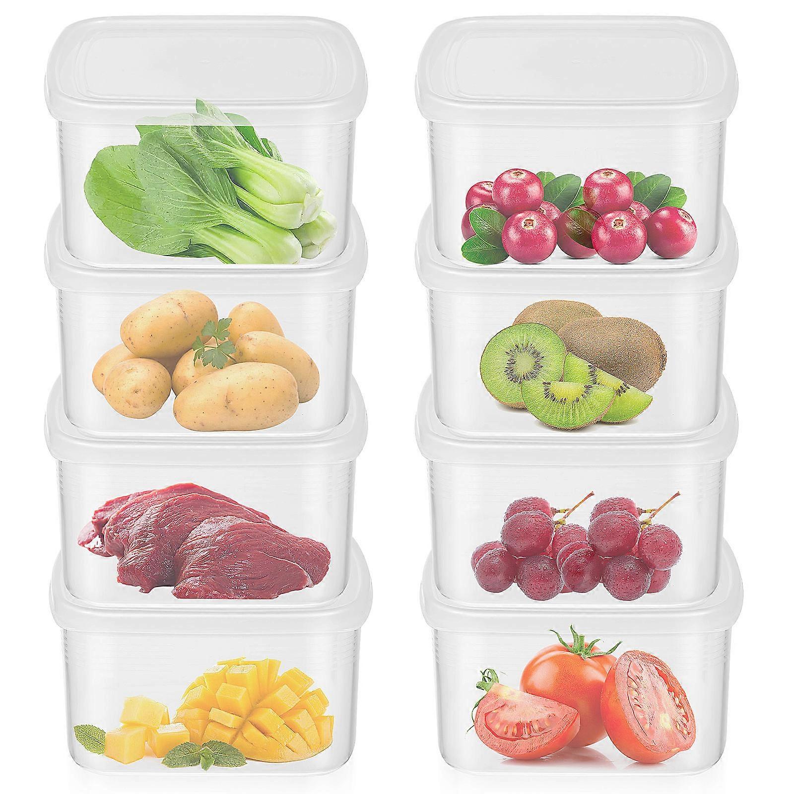 Transparent Food Storage Boxes with Lid Made of PP Material for Kitchen Use 8 Pieces