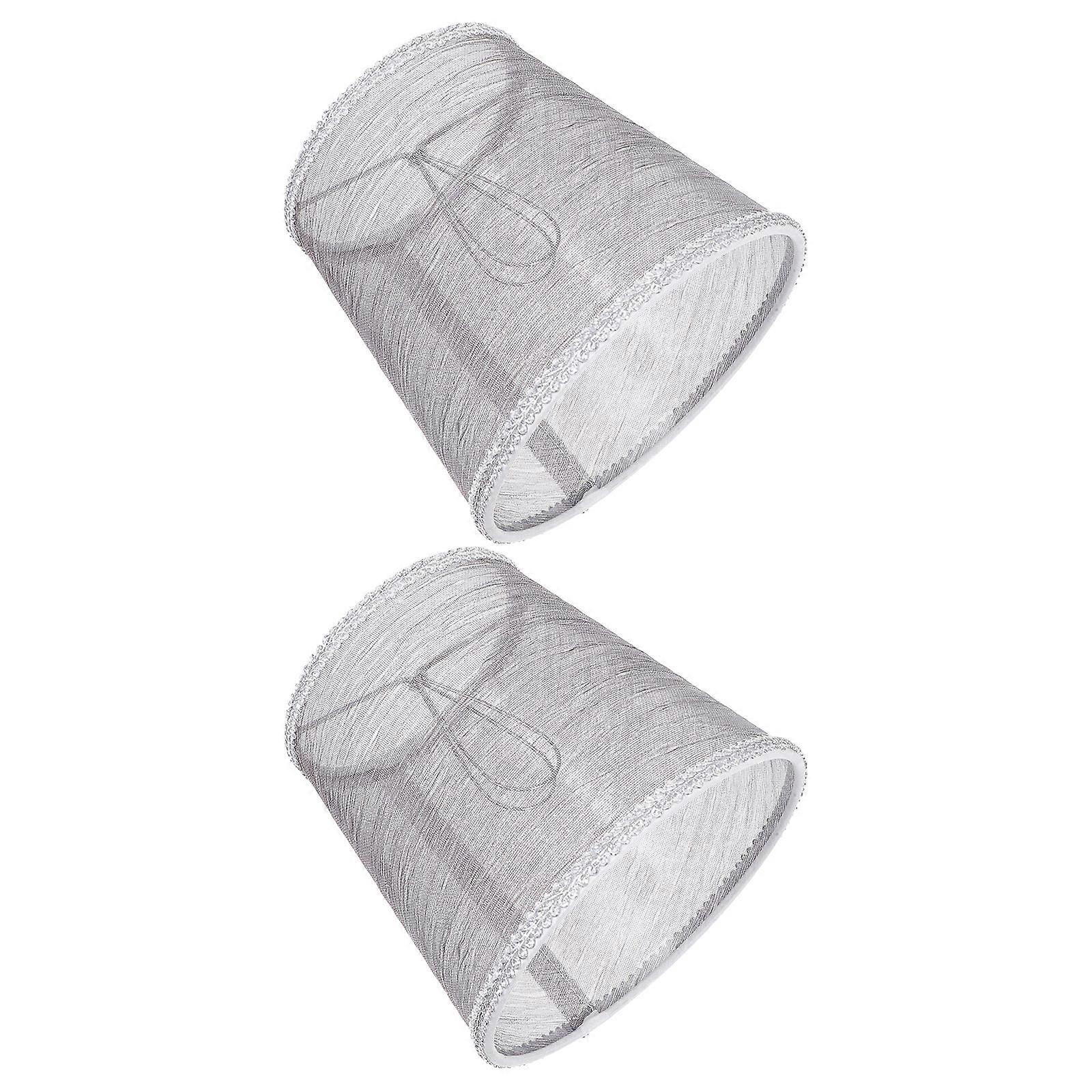 Fabric Lampshade 2Set Grey Light Cover Round Shape Created For Protect From Dust In Bedroom Living Room Environments